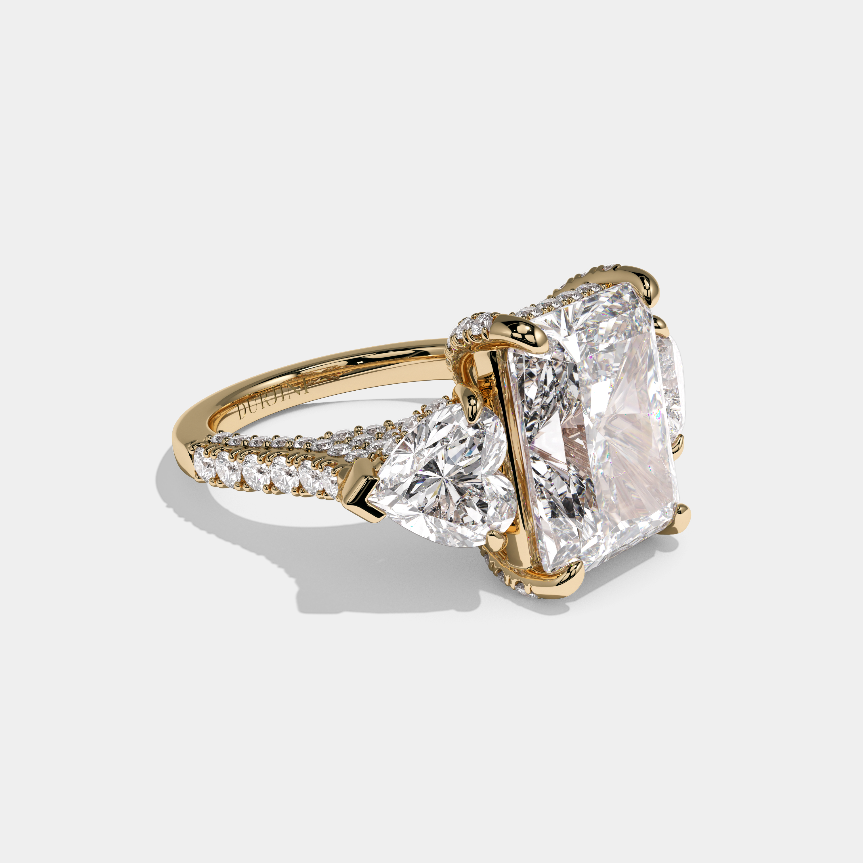 Rosalind Radiant Cut Diamond Halo Engagement Ring 15ct 18K Yellow Gold