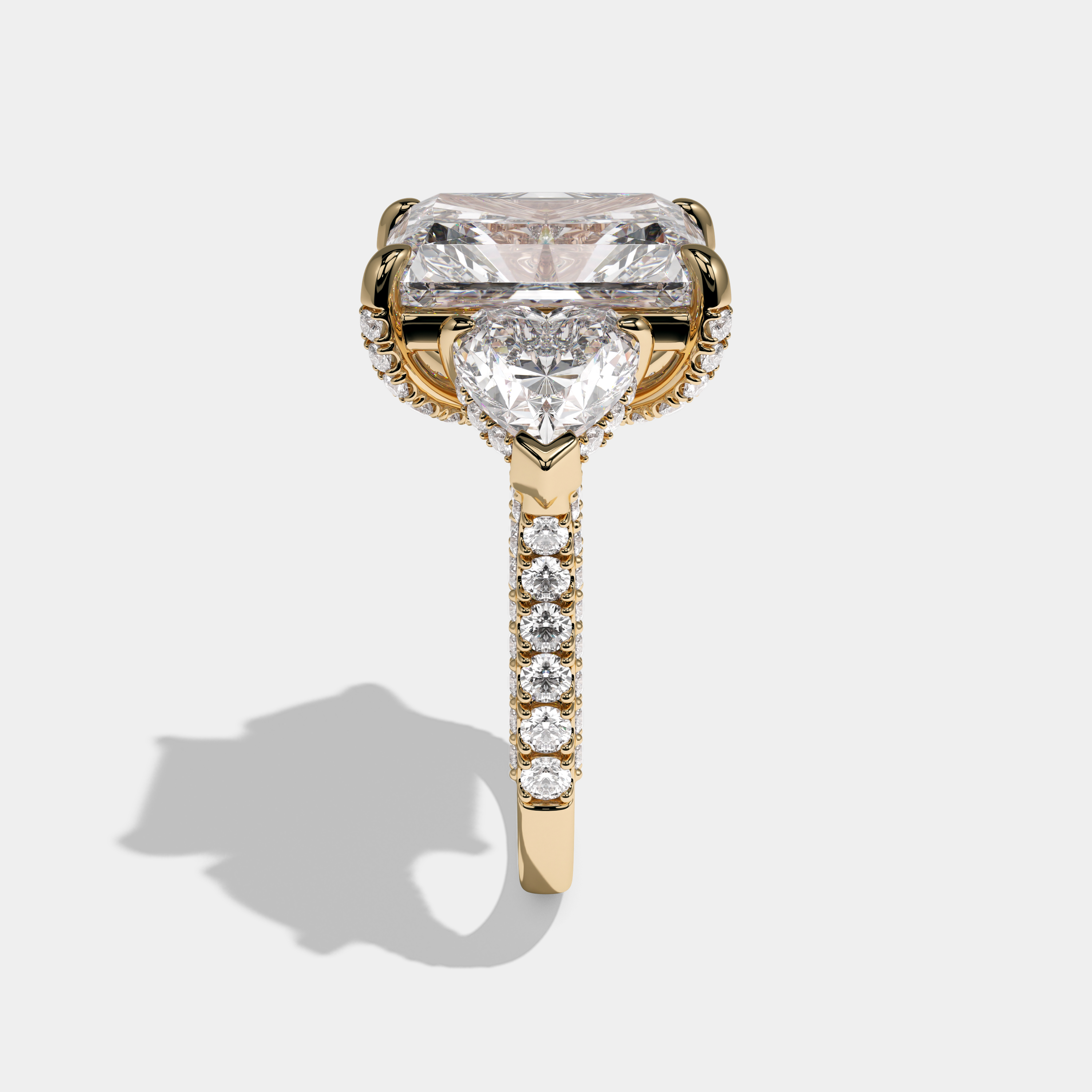 Rosalind Radiant Cut Diamond Halo Engagement Ring 15ct 18K Yellow Gold
