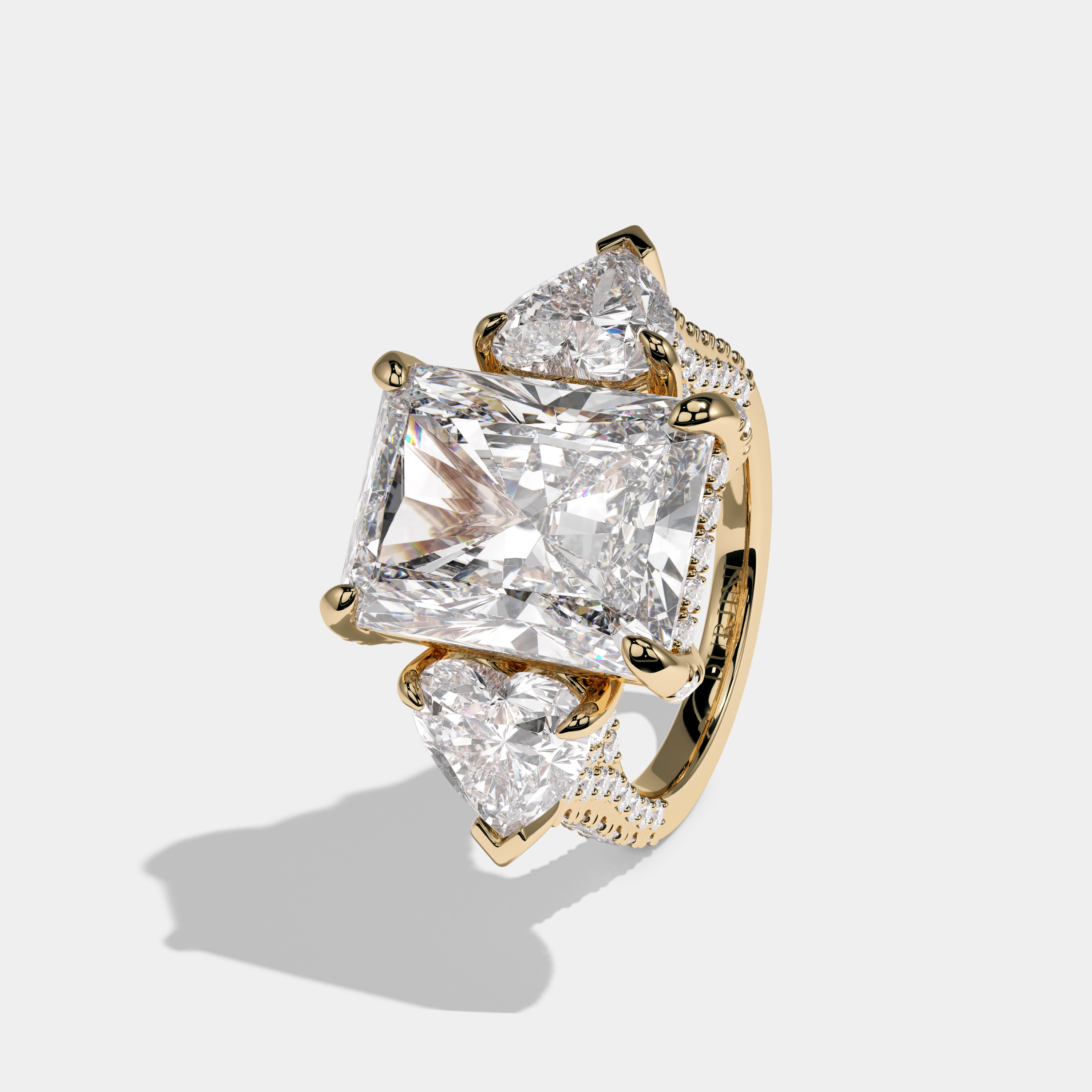 Rosalind Radiant Cut Diamond Halo Engagement Ring 15ct 18K Yellow Gold
