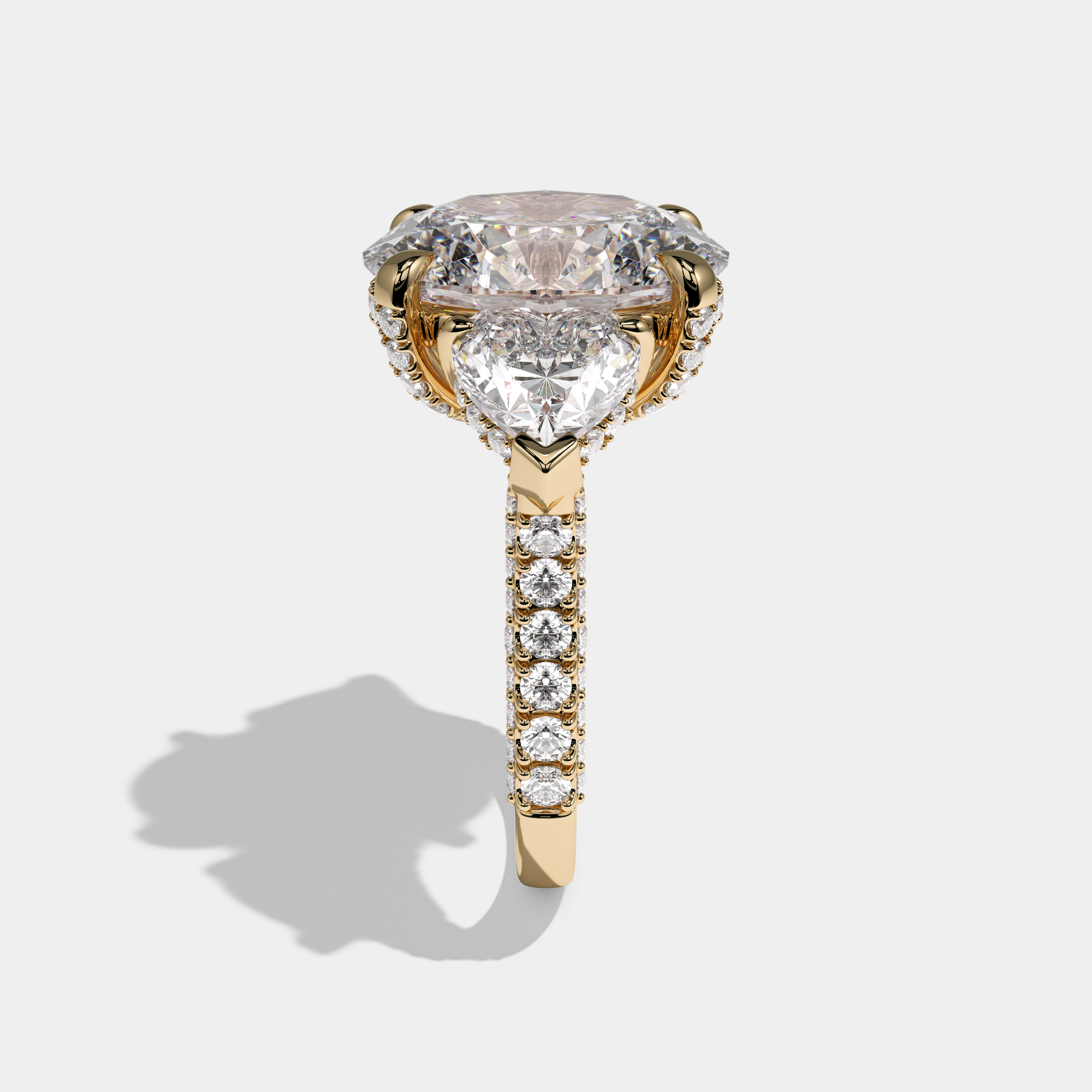 Eleanor Oval Cut Diamond Halo Engagement Ring 13.5ct 18K Yellow Gold