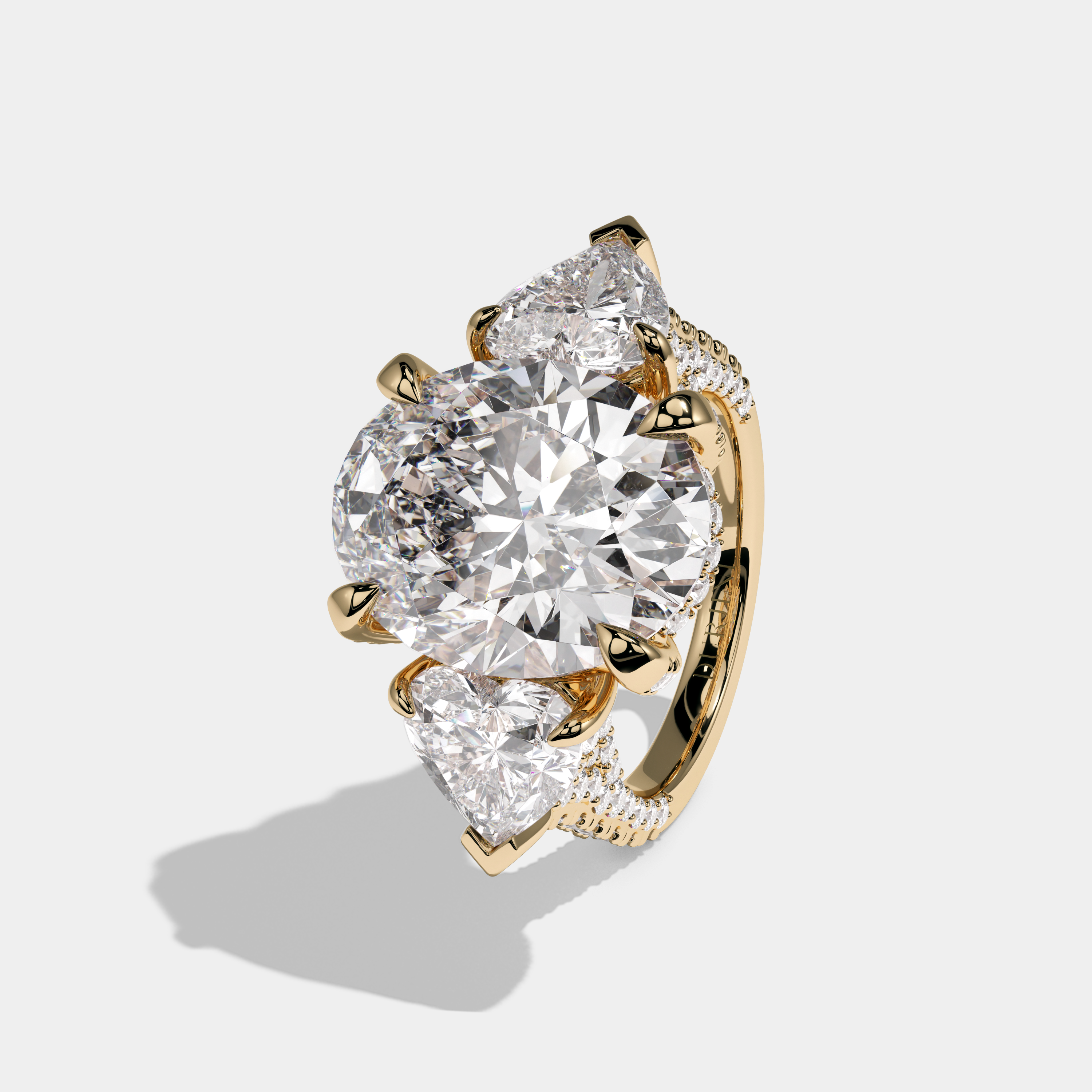 Eleanor Oval Cut Diamond Halo Engagement Ring 13.5ct 18K Yellow Gold
