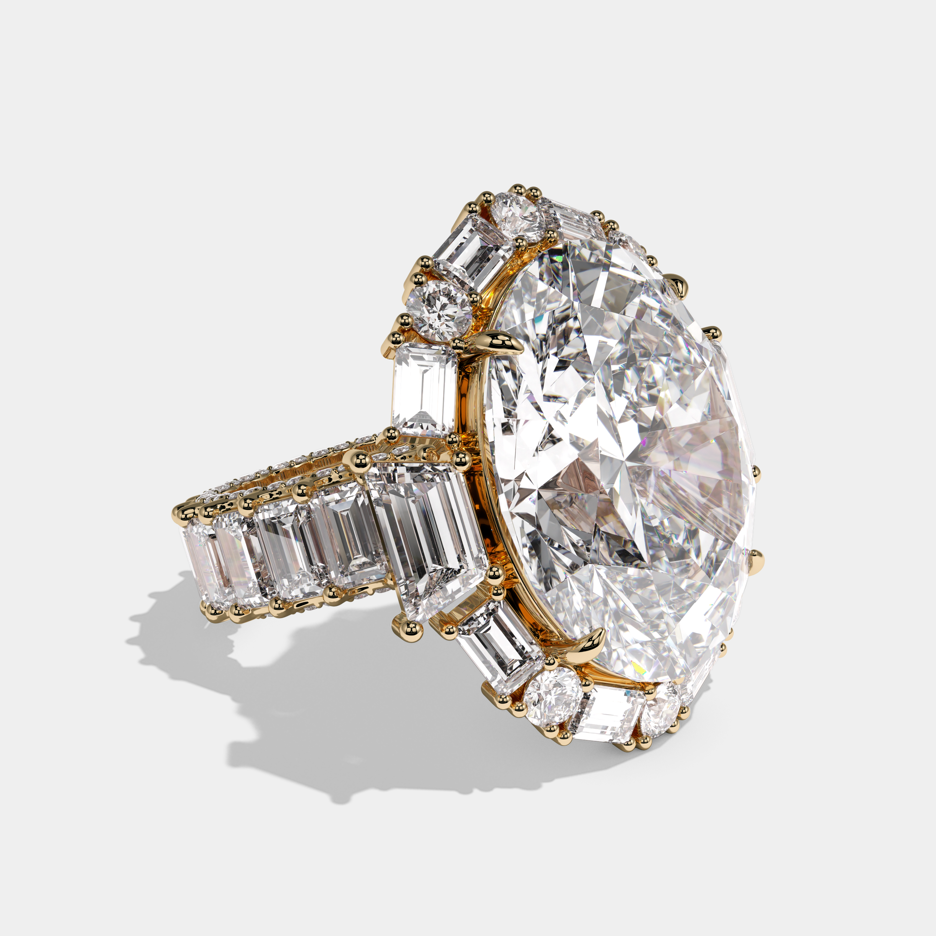 Victoria Éclat Diamond Oval Halo Engagement Ring 18K Yellow Gold 50.00ct