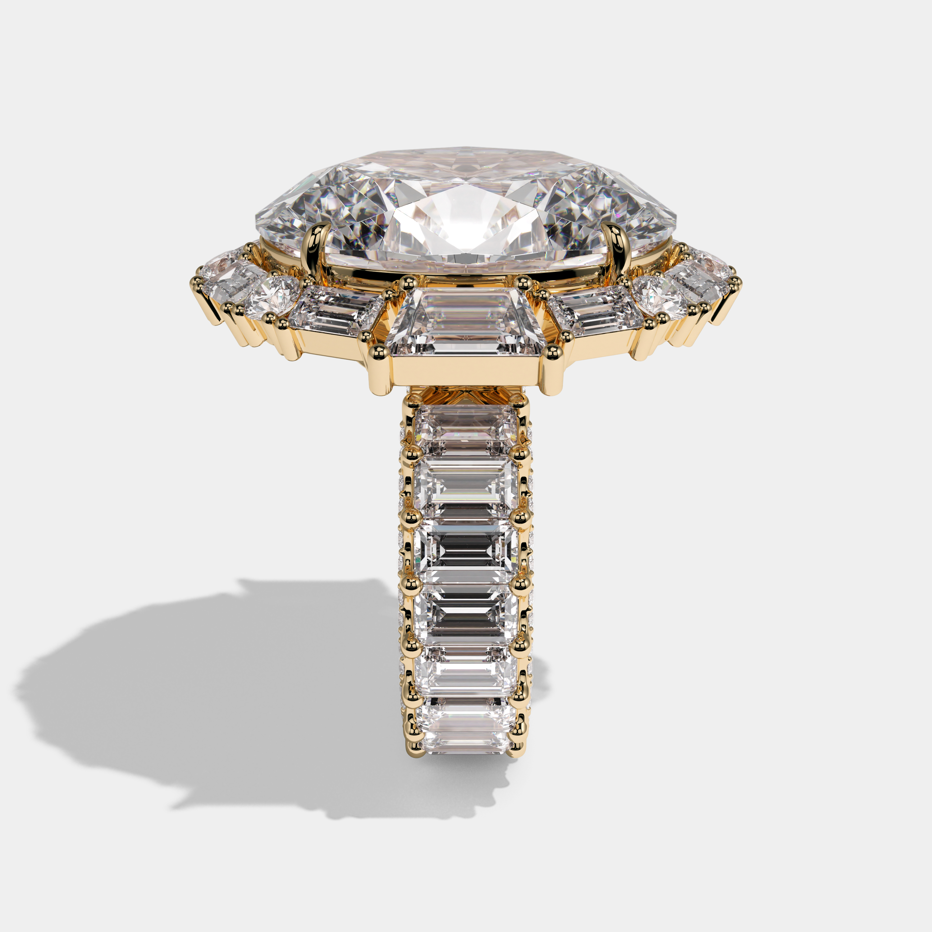 Victoria Éclat Diamond Oval Halo Engagement Ring 18K Yellow Gold 50.00ct