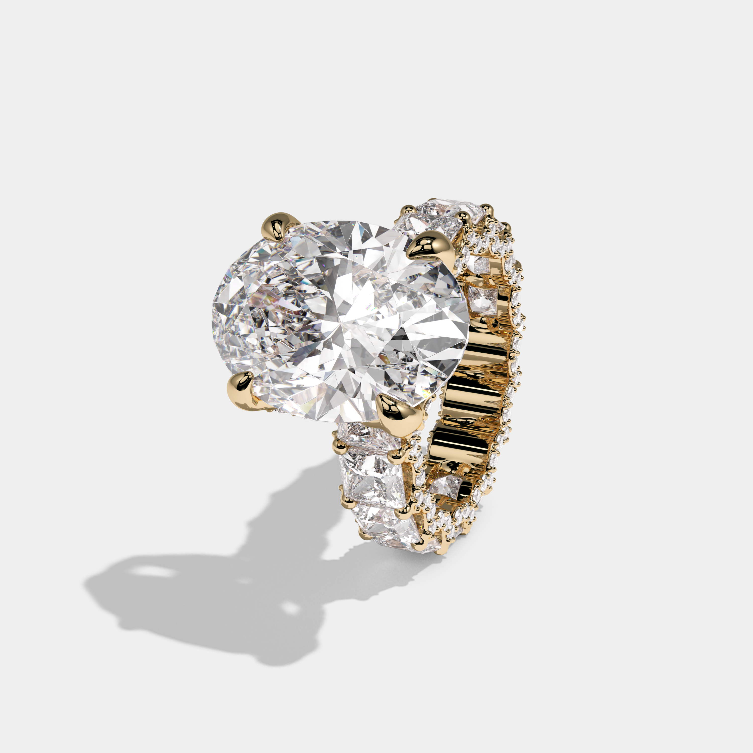 Victoria Oval Cut Diamond Engagement Ring 45ct 18K Yellow Gold