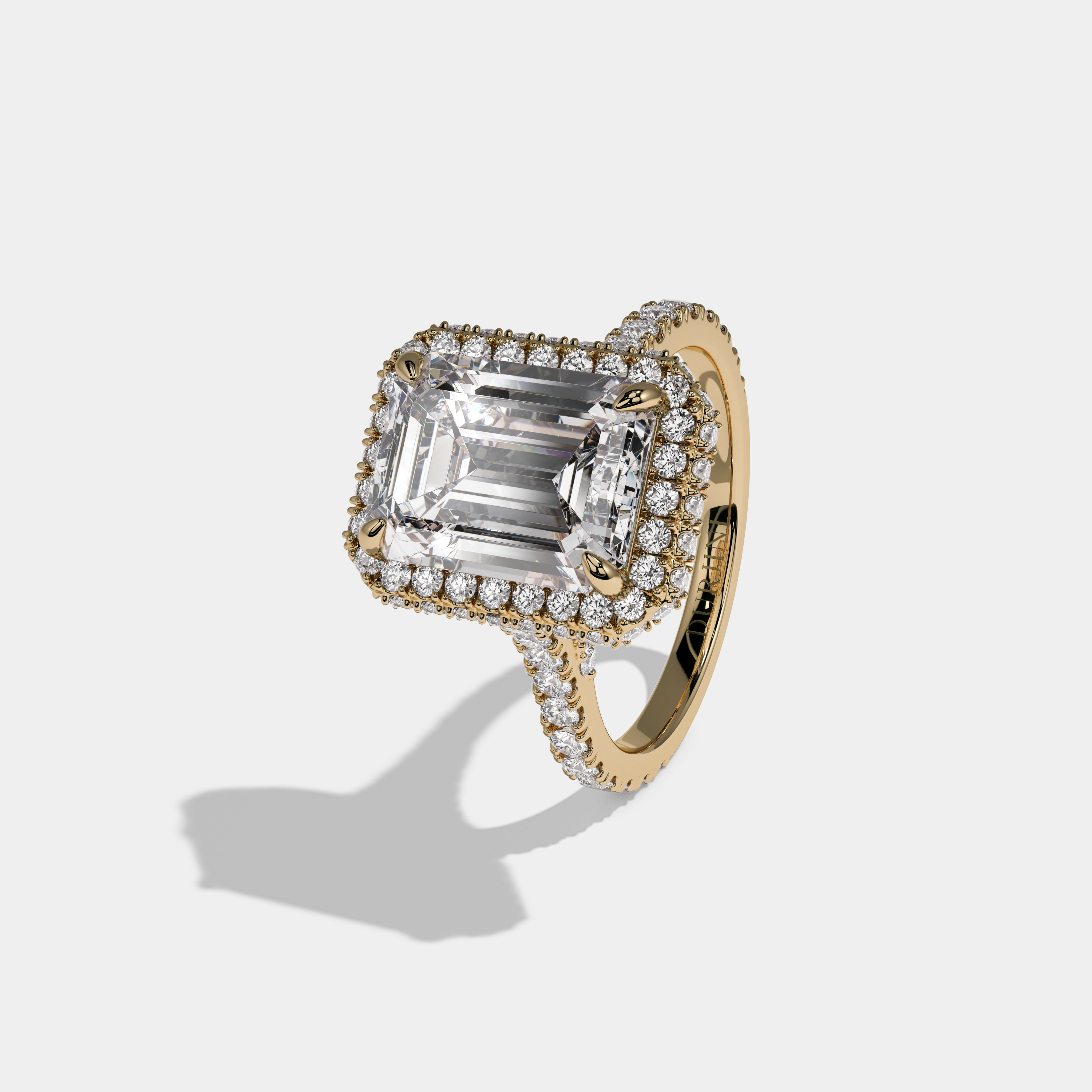 Sophia Emerald Cut Diamond Double Halo Band Engagement Ring 10ct 18K Yellow Gold