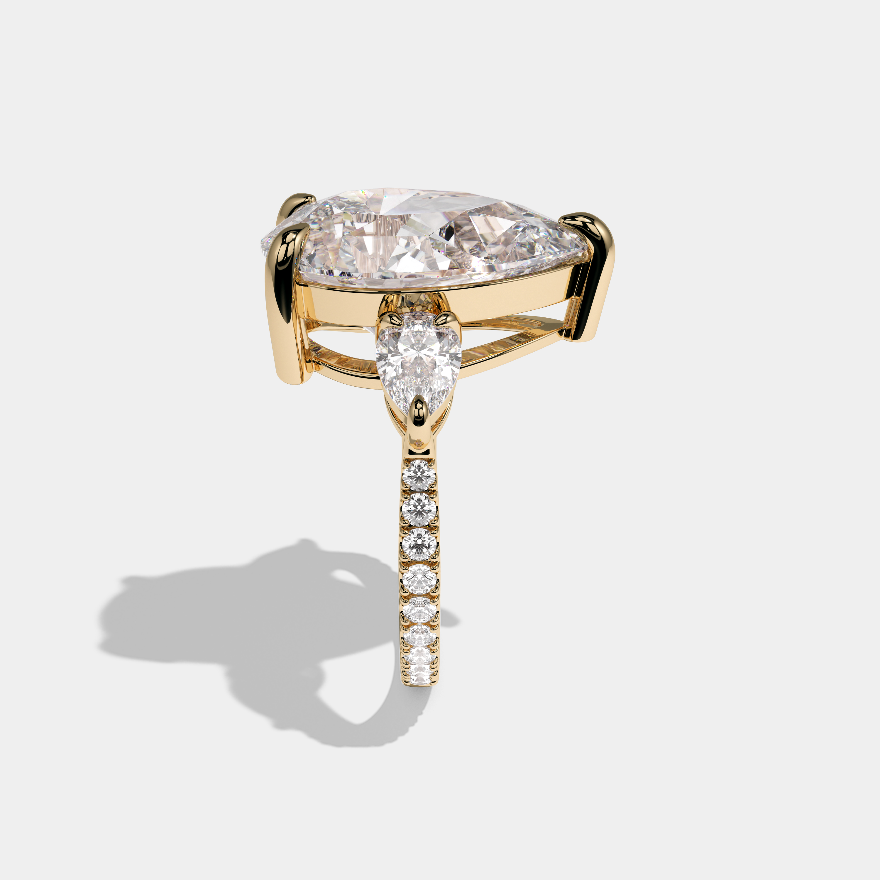 Violet Pear Cut Diamond Halo Engagement Ring 12ct 18K Yellow Gold