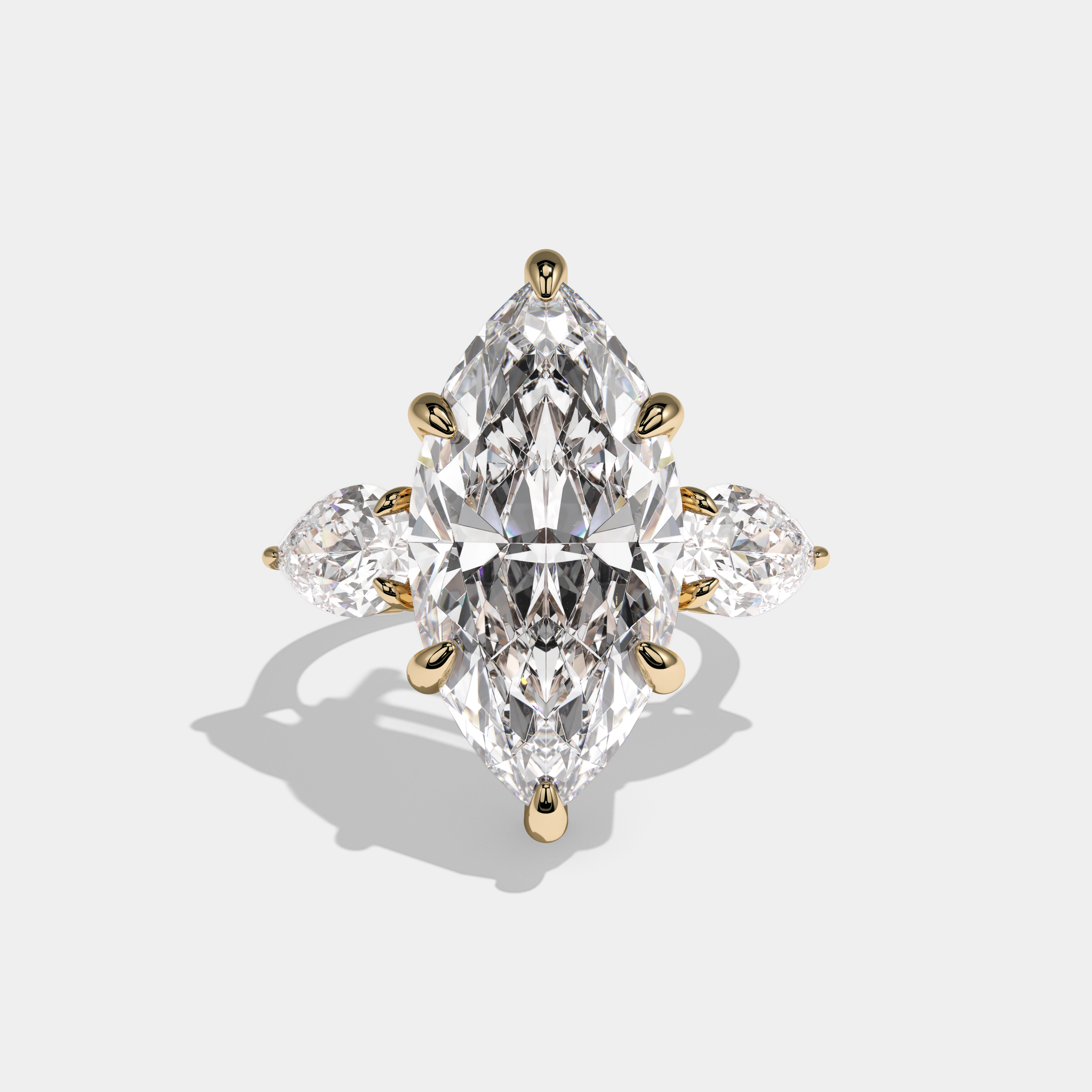 Victoria Etoile Marquise Cut Diamond Halo Engagement Ring 12ct 18K Yellow Gold