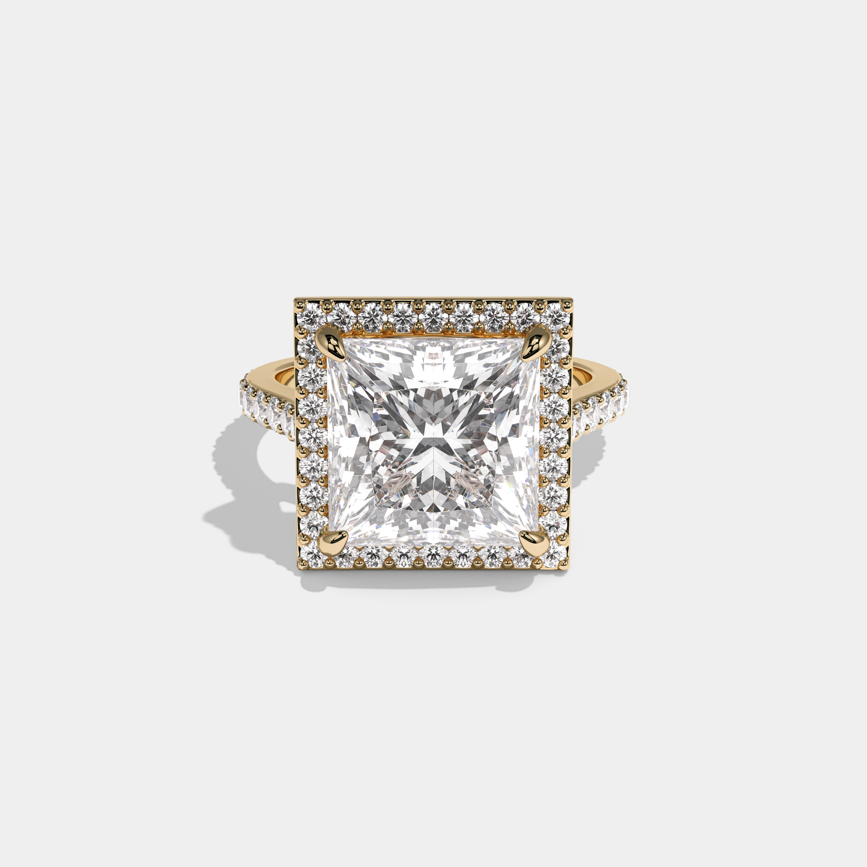 Beatrice Princess Cut Diamond Halo Engagement Ring 12ct 18K Yellow Gold