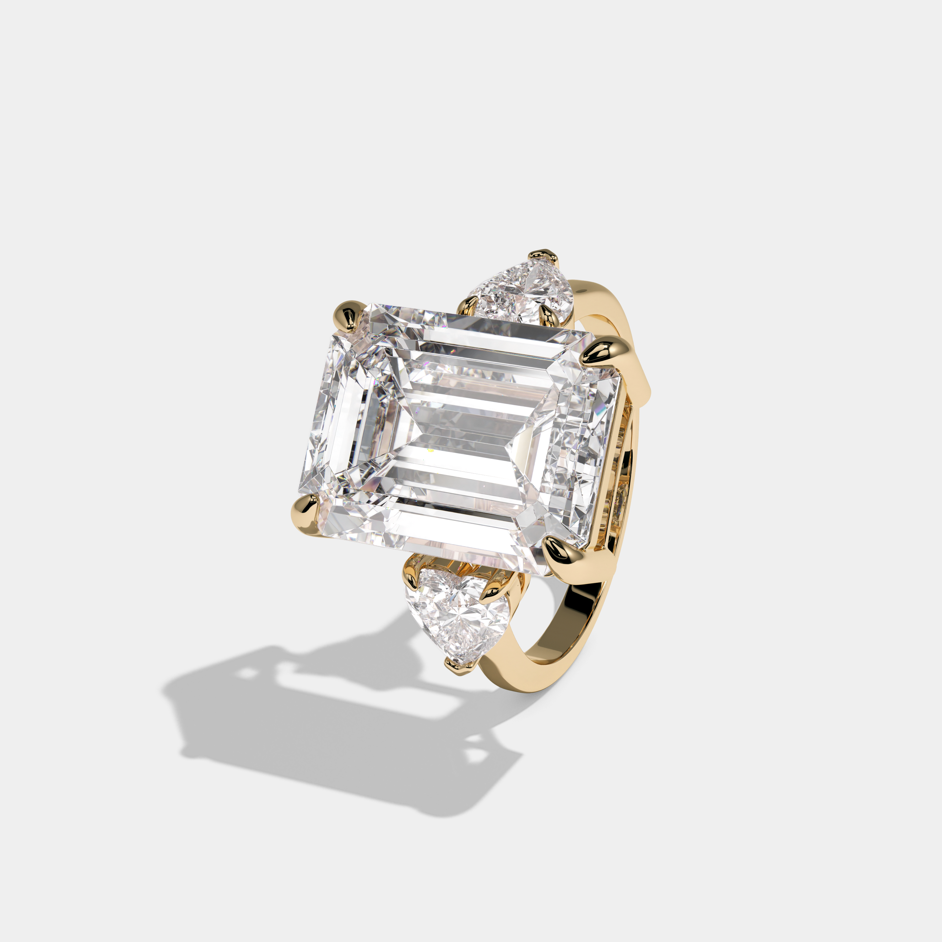 Victoria Emerald Cut Diamond Engagement Ring 9.00ct 18K Yellow Gold