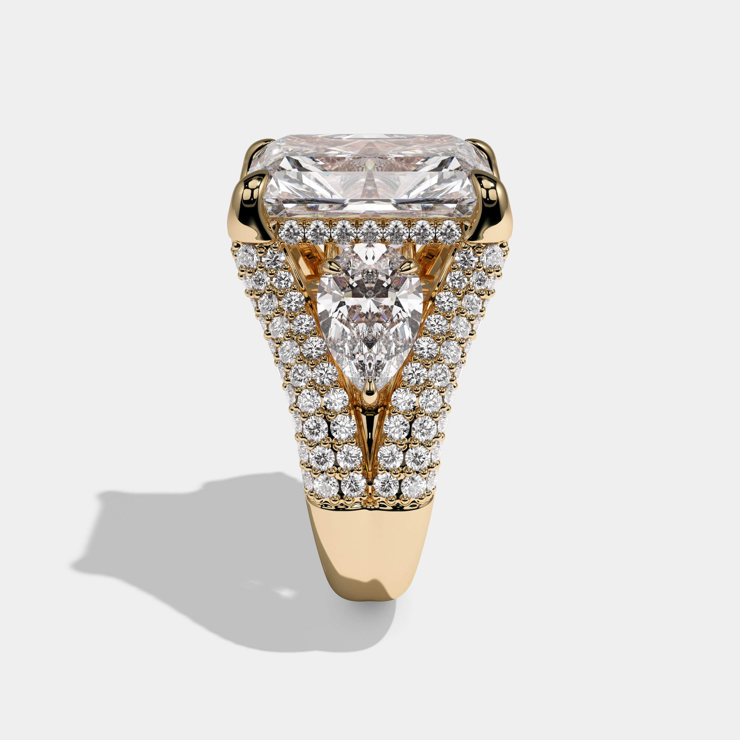 Victoria Radiant Cut Diamond Halo Engagement Ring 16ct 18K Yellow Gold