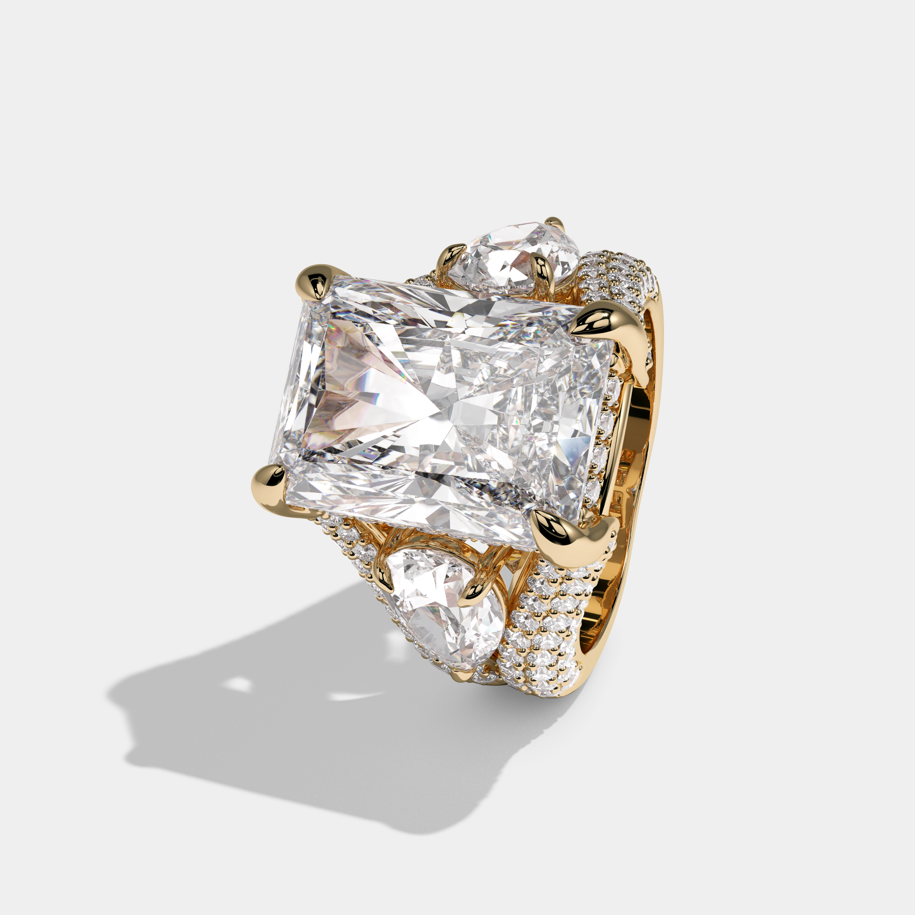Victoria Radiant Cut Diamond Halo Engagement Ring 16ct 18K Yellow Gold