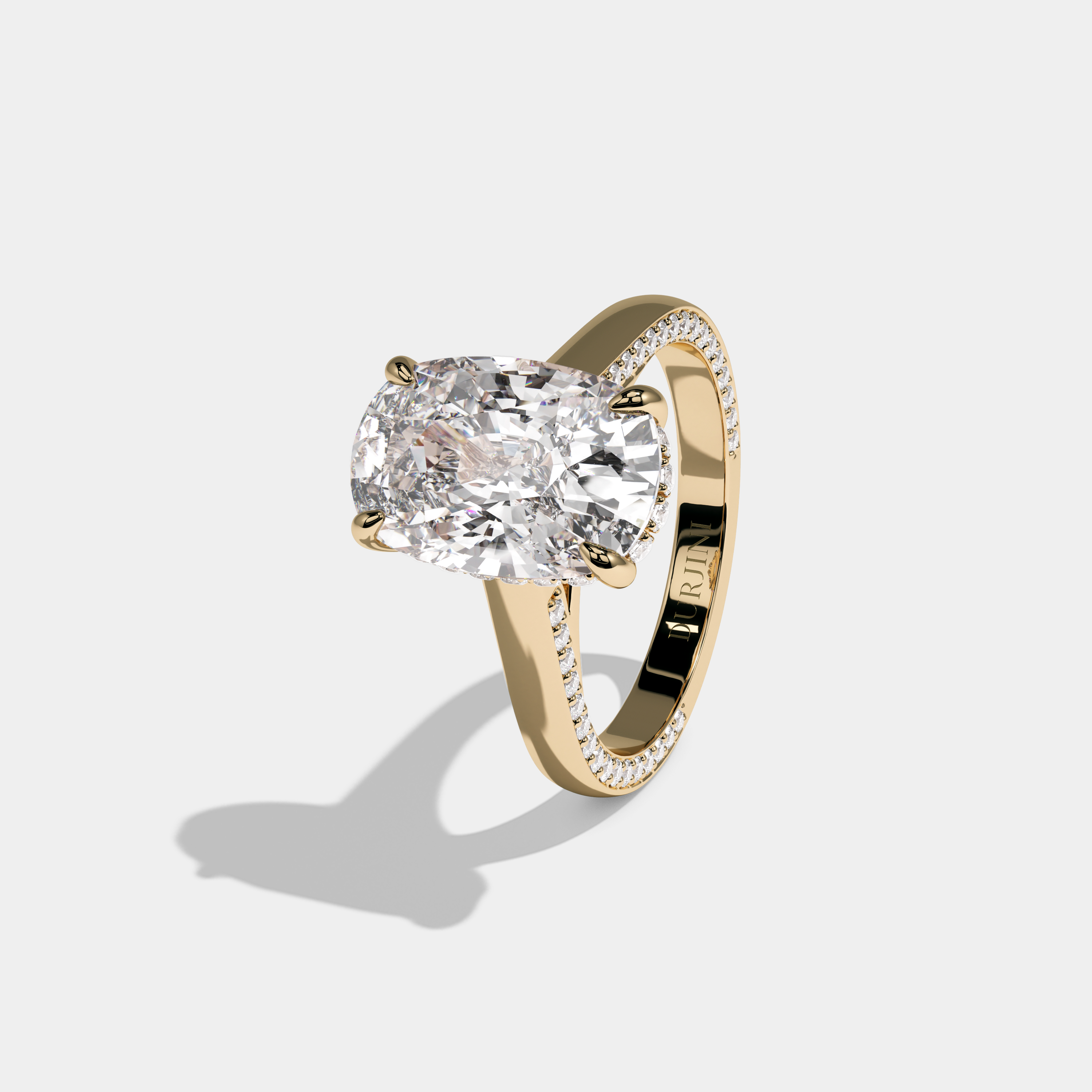 Eleanor Oval Cut Diamond Halo Engagement Ring 6ct 18K Yellow Gold
