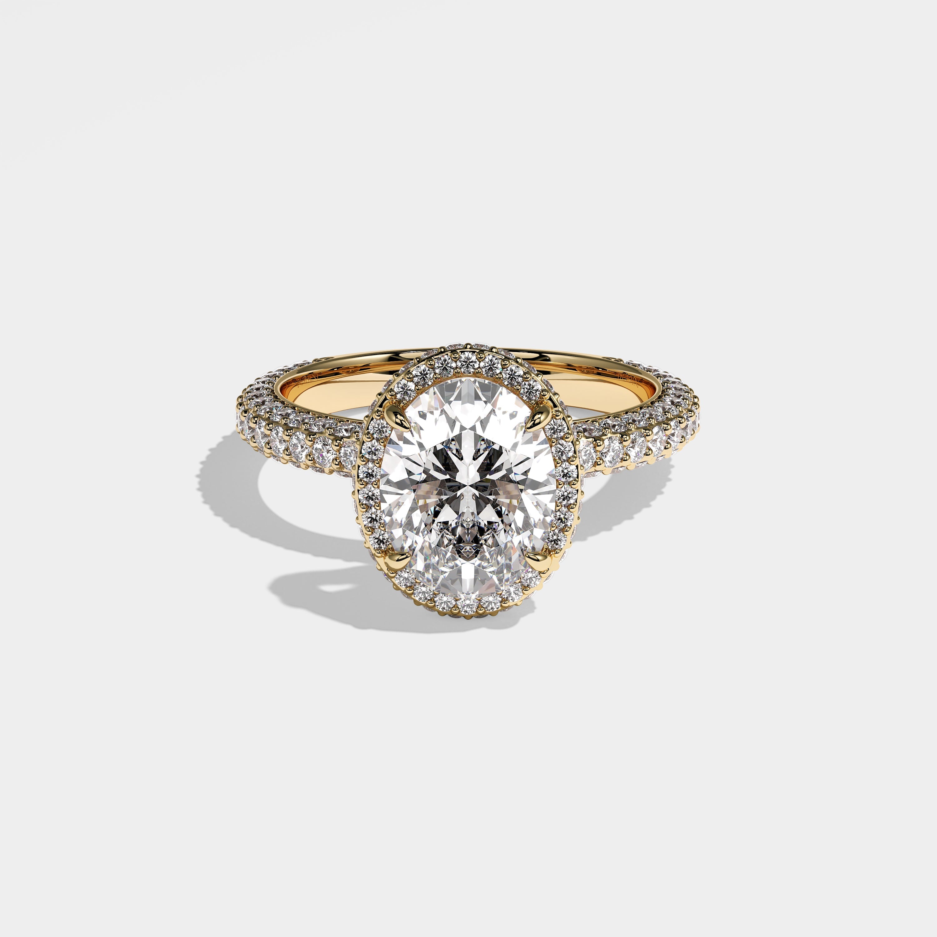 Ala Diamond Oval Halo Engagement Ring 18K Yellow Gold 4.00ct