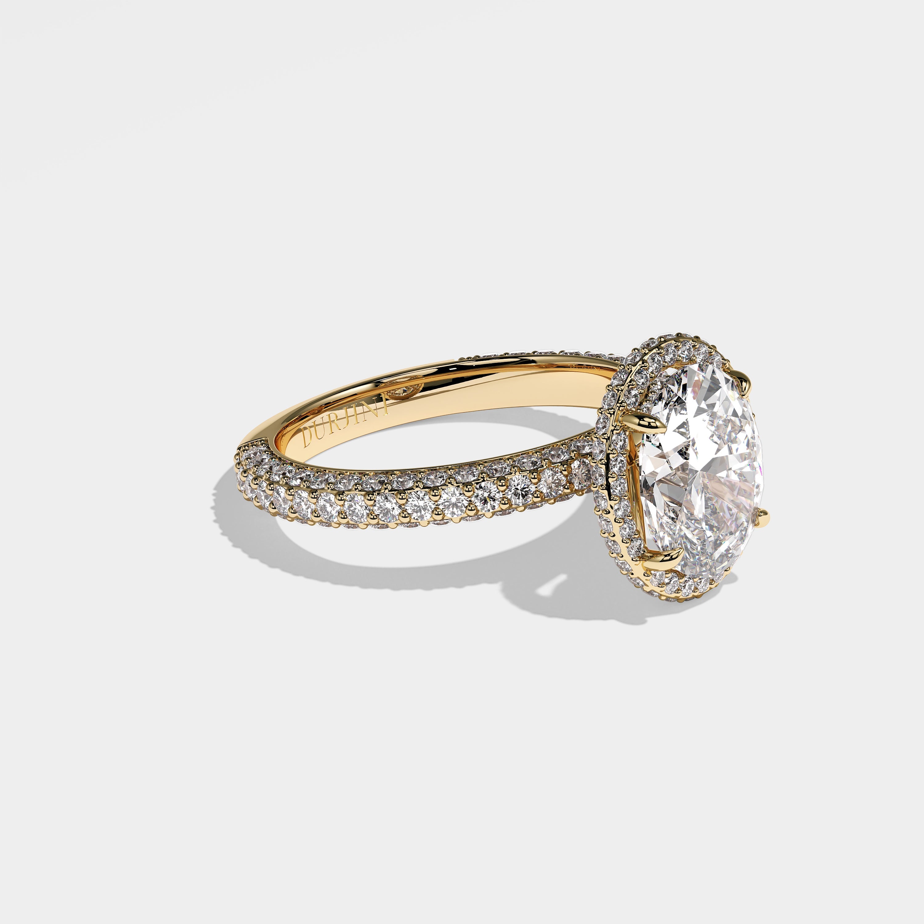 Ala Diamond Oval Halo Engagement Ring 18K Yellow Gold 4.00ct