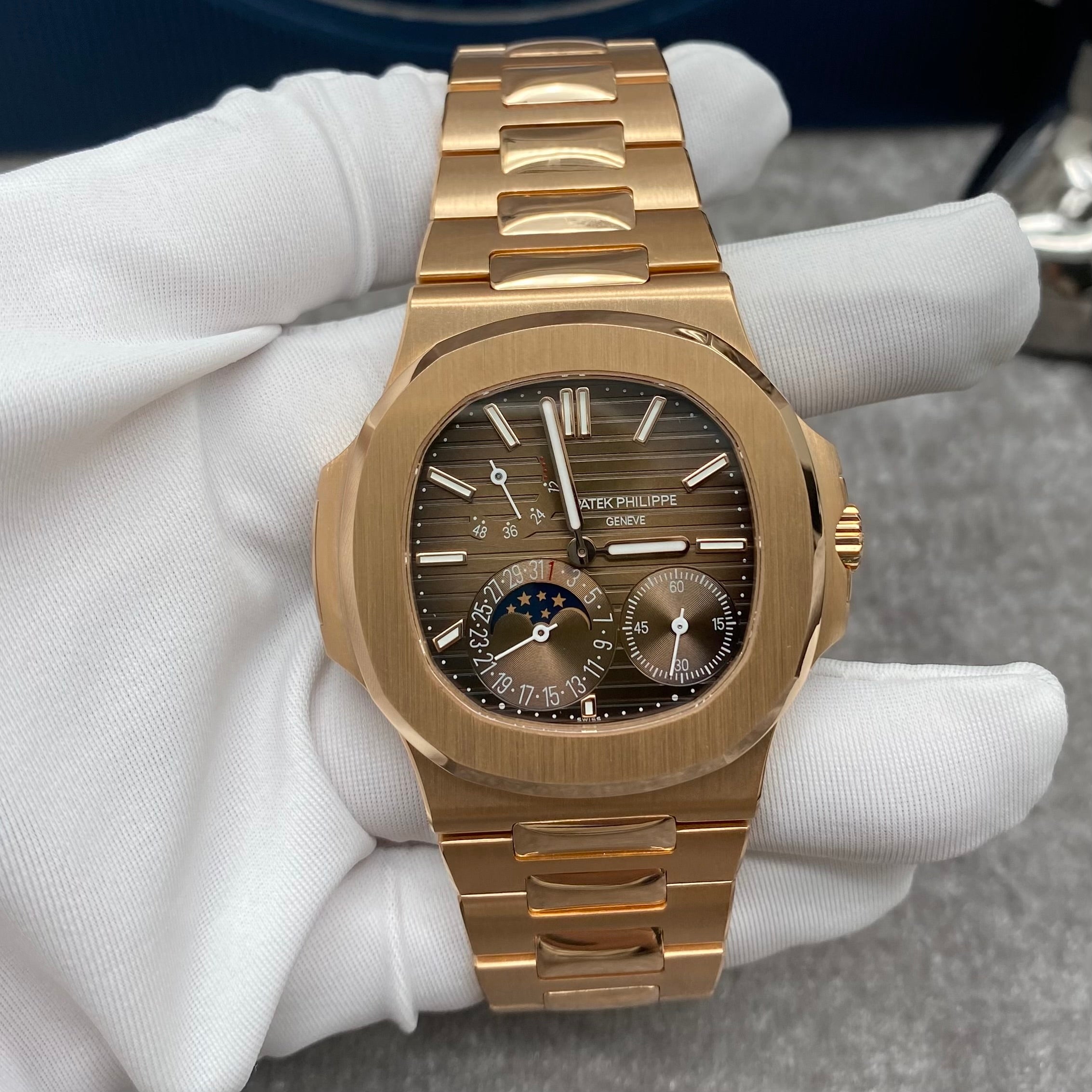 Original Patek Philippe Nautilus Rose Gold Moon Phases 5712/1R-001 Watch