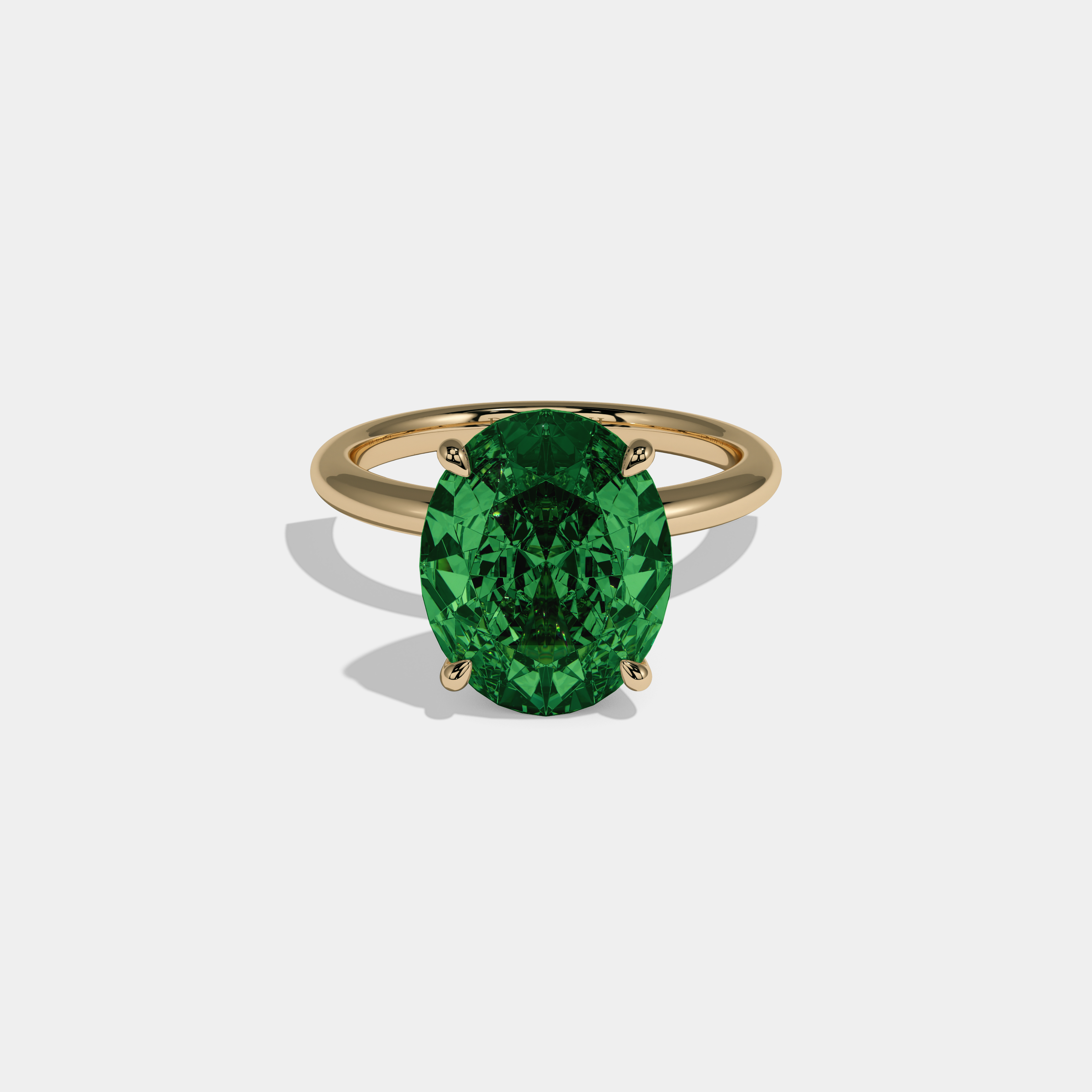 Helena Fancy Dark Green Oval Cut Diamond Plain Band Engagement Ring 6.5ct 18K Yellow Gold