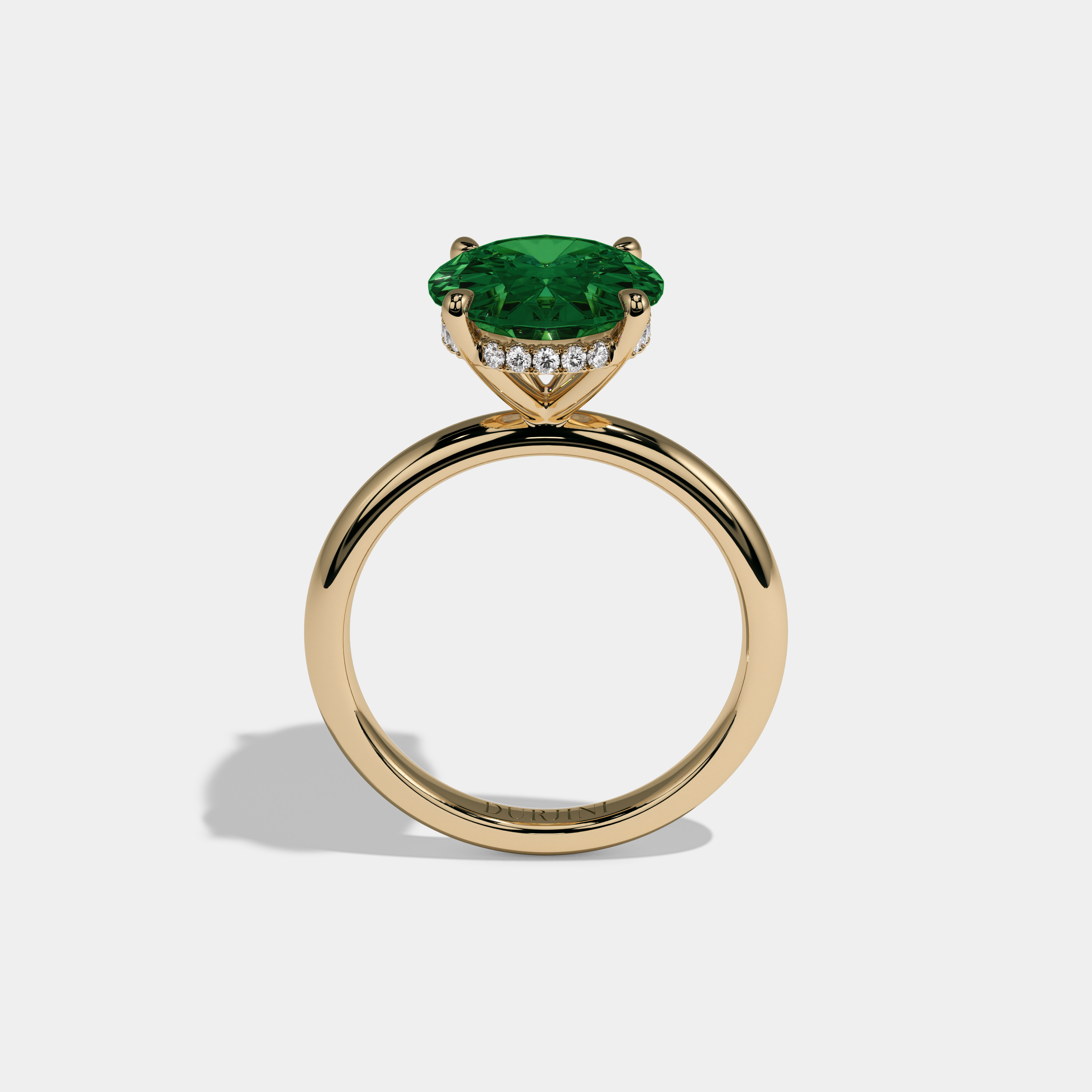 Helena Fancy Dark Green Oval Cut Diamond Plain Band Engagement Ring 6.5ct 18K Yellow Gold