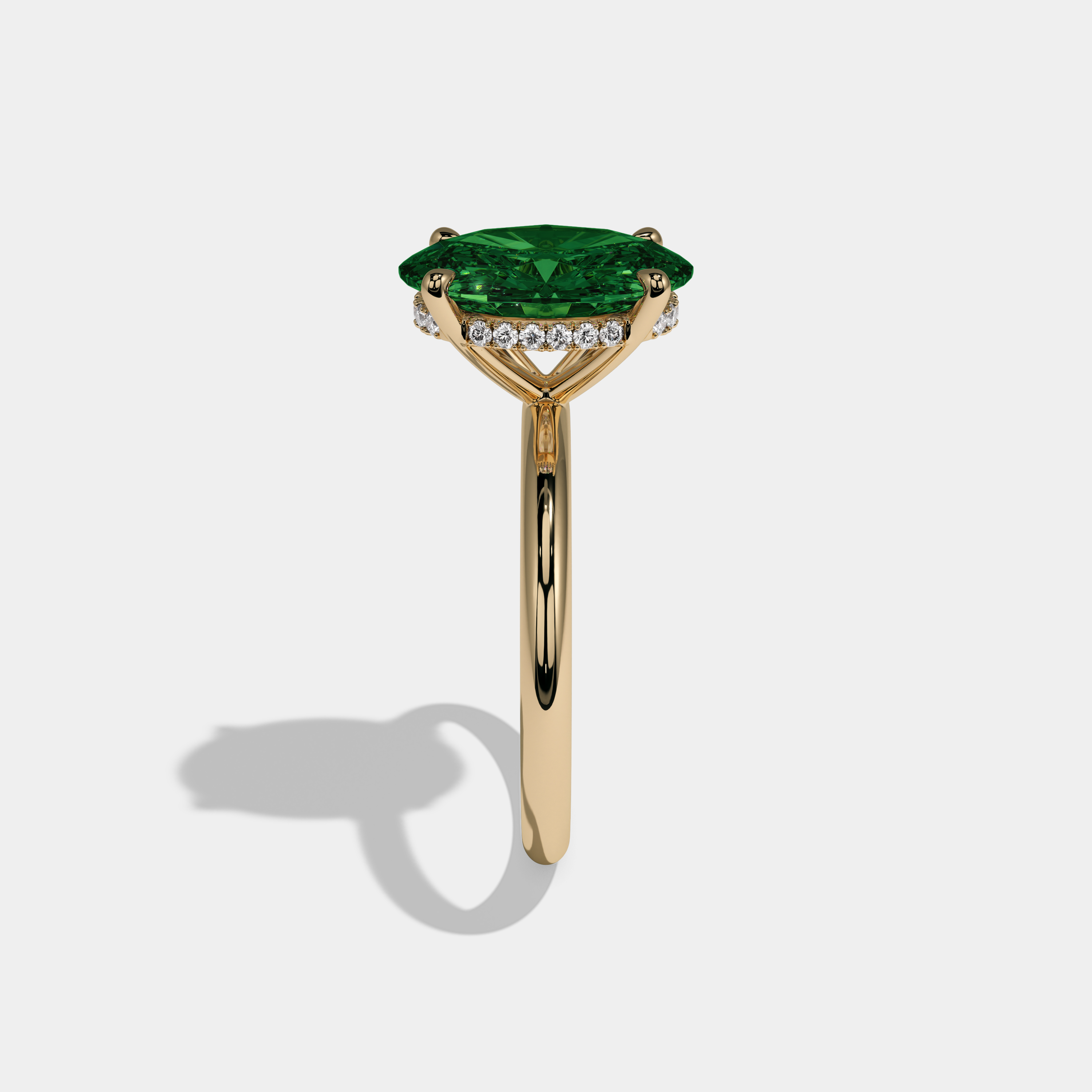 Helena Fancy Dark Green Oval Cut Diamond Plain Band Engagement Ring 6.5ct 18K Yellow Gold