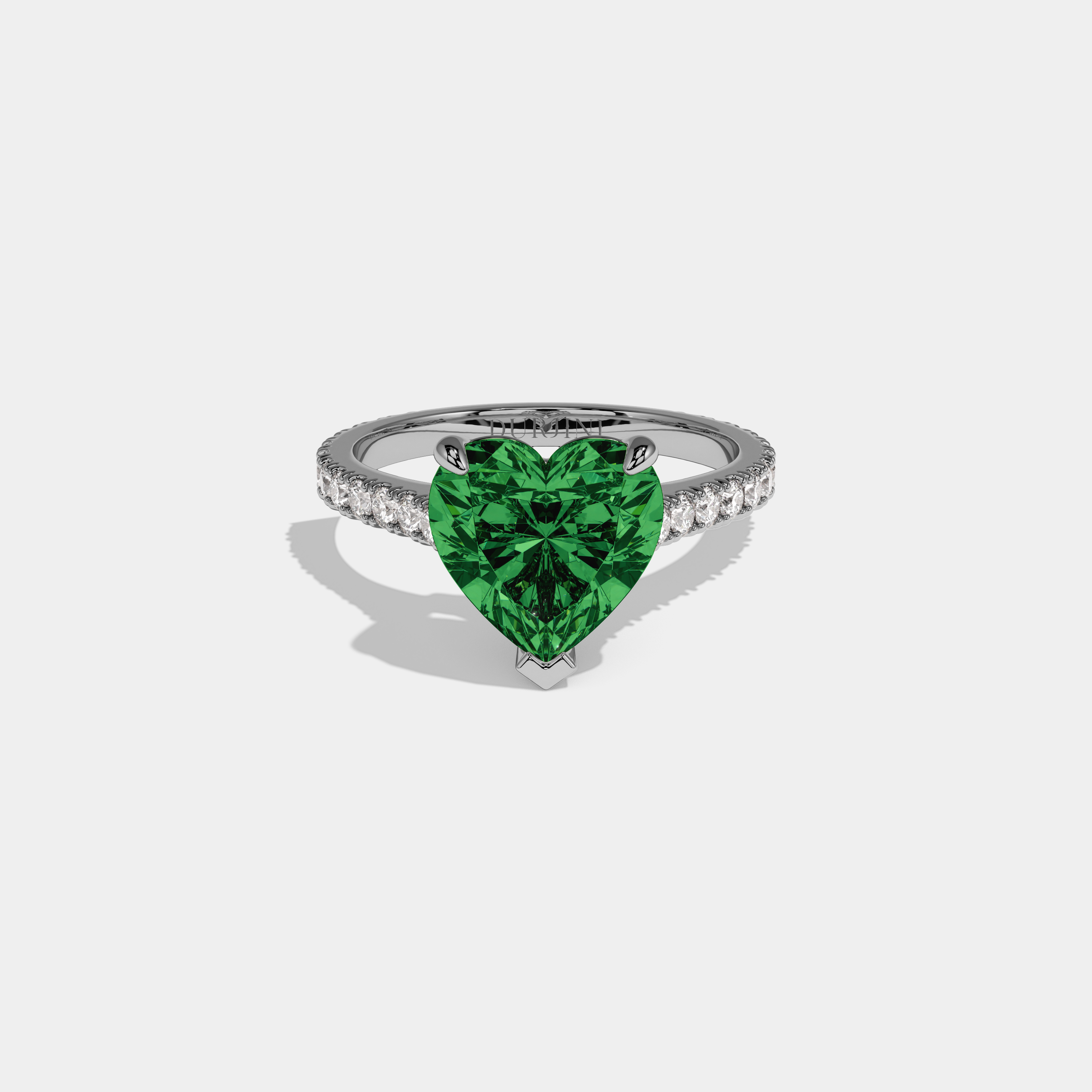 Alexandra Fancy Dark Green Heart Cut Diamond Engagement Ring 7ct 18K White Gold