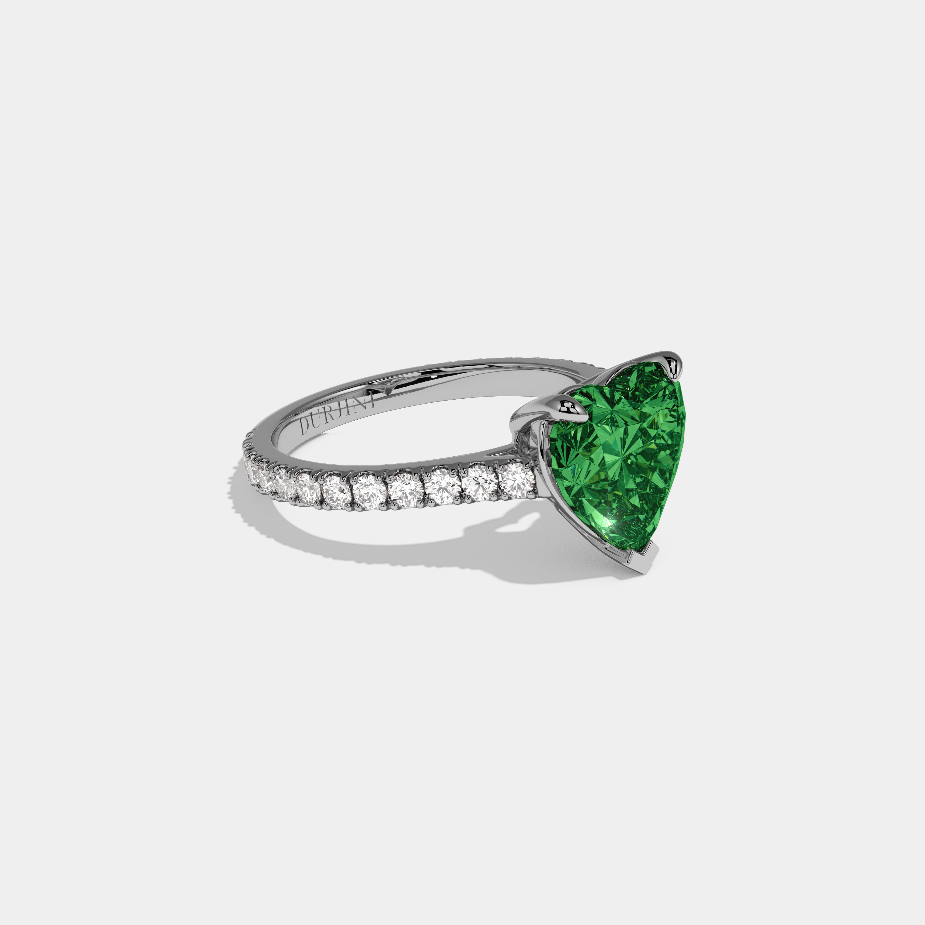 Alexandra Fancy Dark Green Heart Cut Diamond Engagement Ring 7ct 18K White Gold