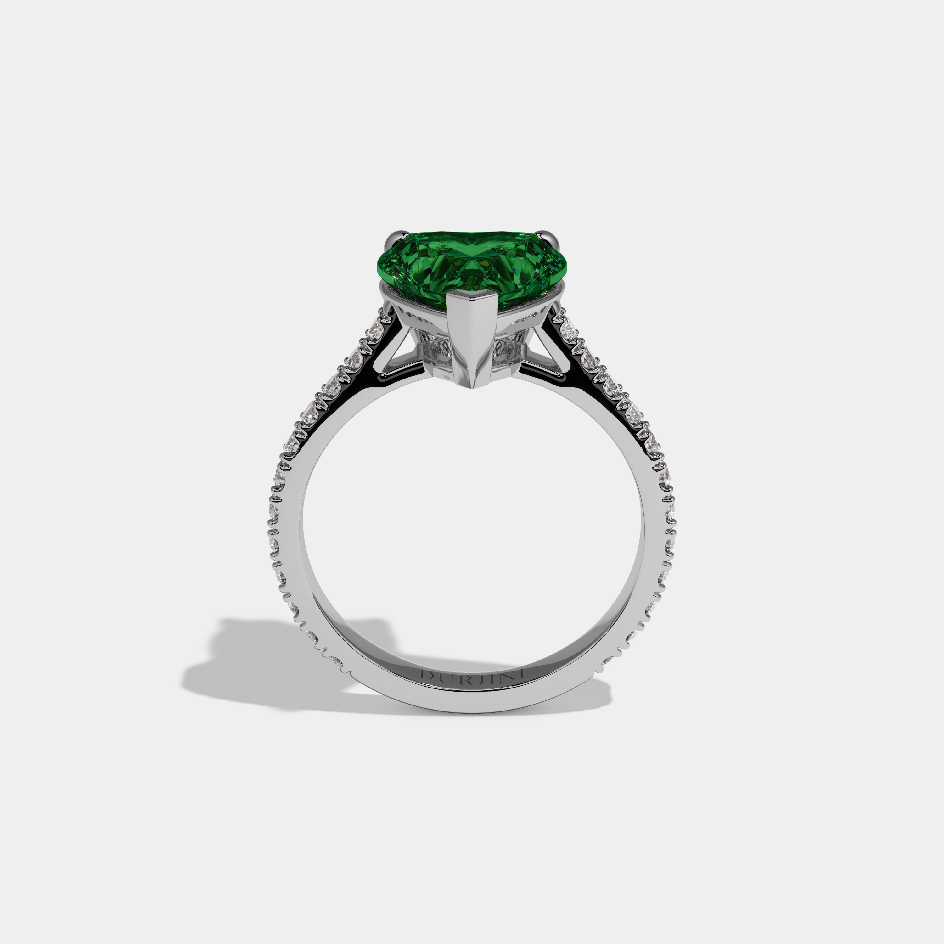 Alexandra Fancy Dark Green Heart Cut Diamond Engagement Ring 7ct 18K White Gold