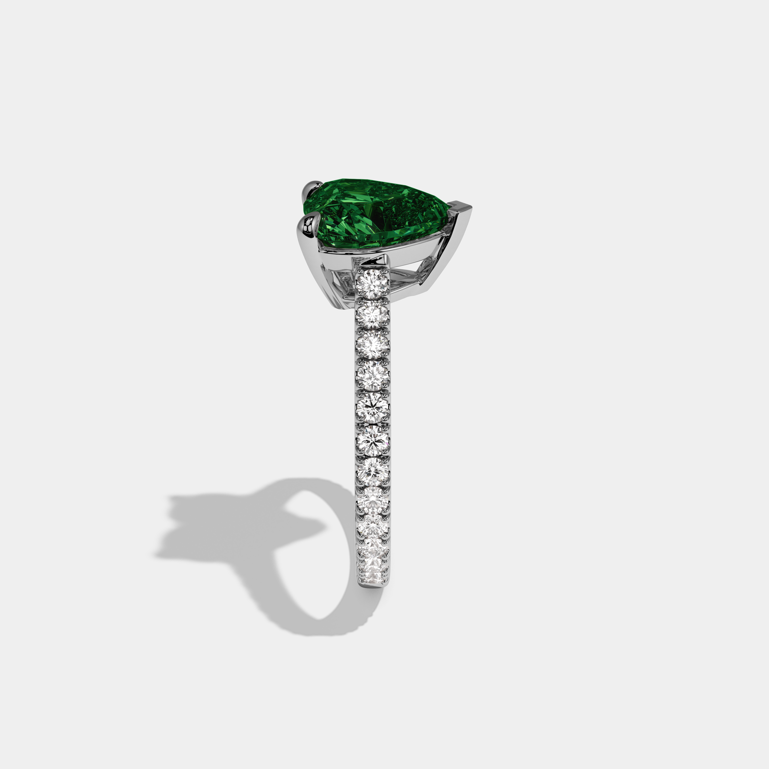 Alexandra Fancy Dark Green Heart Cut Diamond Engagement Ring 7ct 18K White Gold