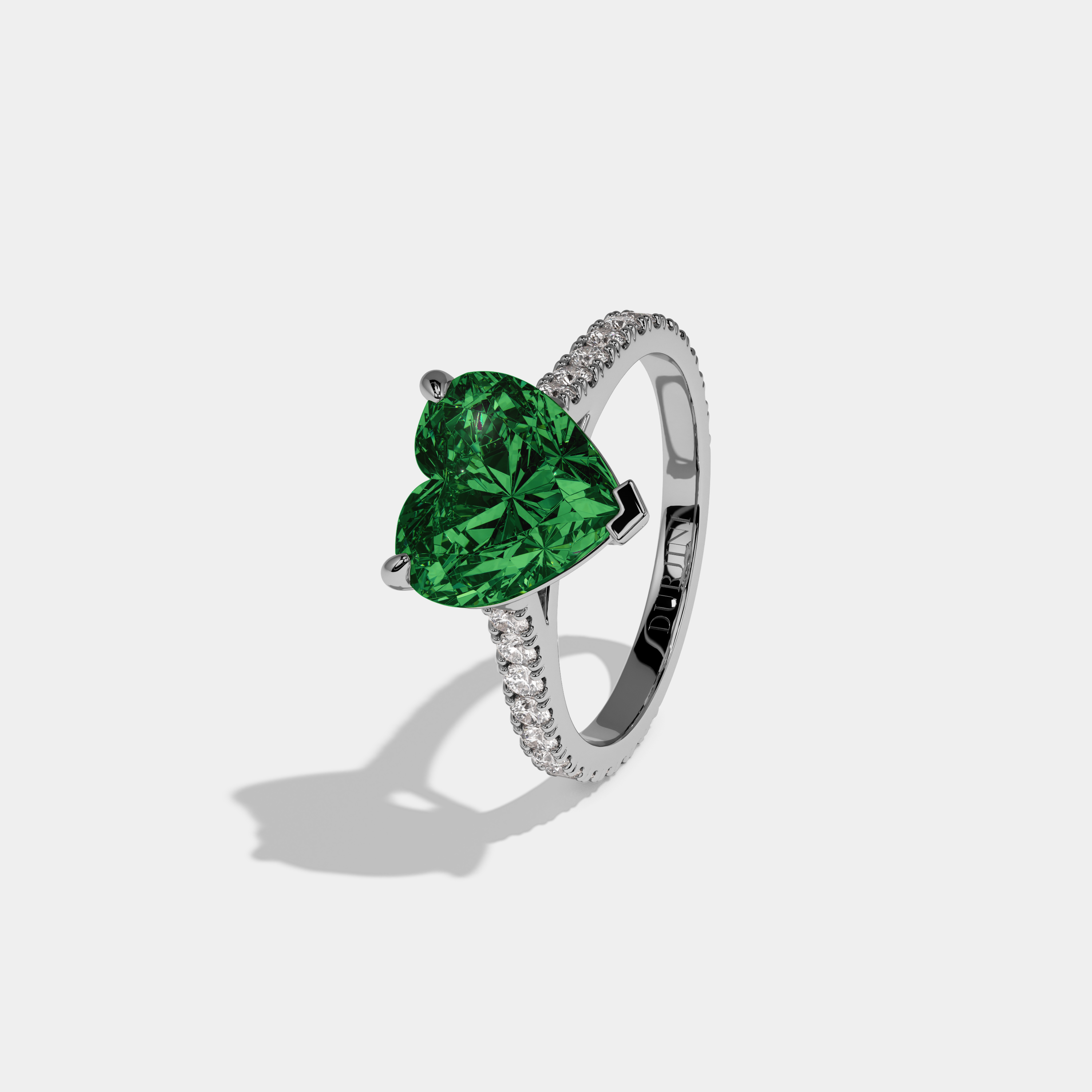 Alexandra Fancy Dark Green Heart Cut Diamond Engagement Ring 7ct 18K White Gold