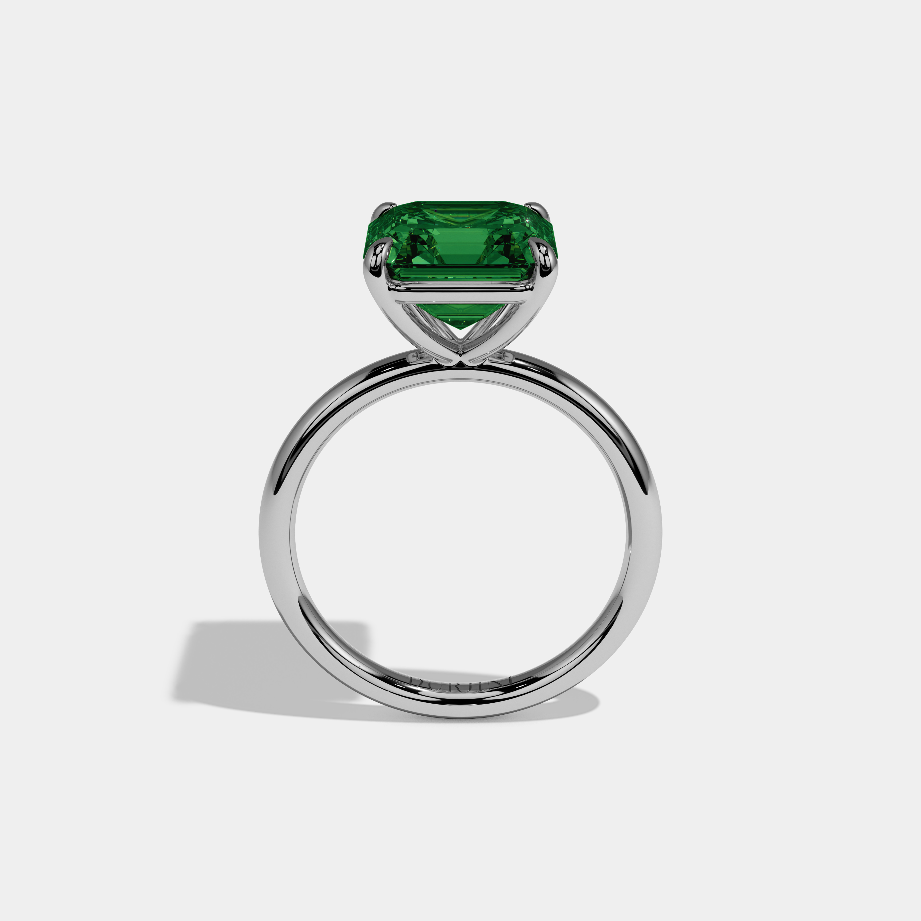Adelaide Fancy Dark Green Asscher Cut Diamond Plain Band Engagement Ring 6ct 18k White Gold