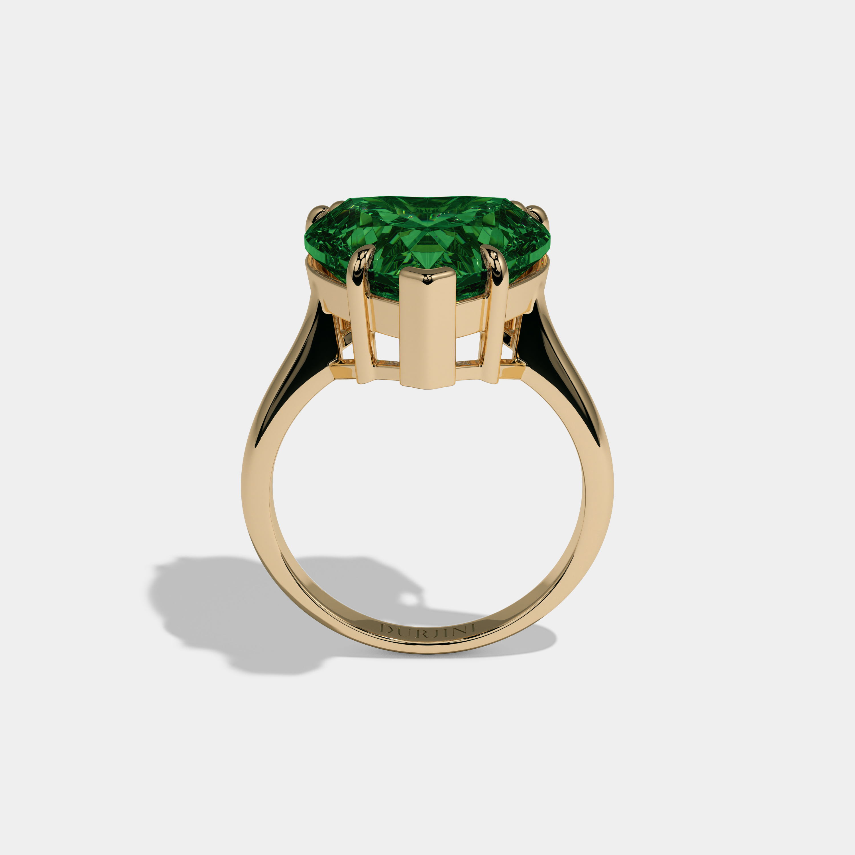 Adelaide Fancy Dark Green Heart Brilliant Cut Diamond Plain Band Engagement Ring 6ct 18K Yellow Gold