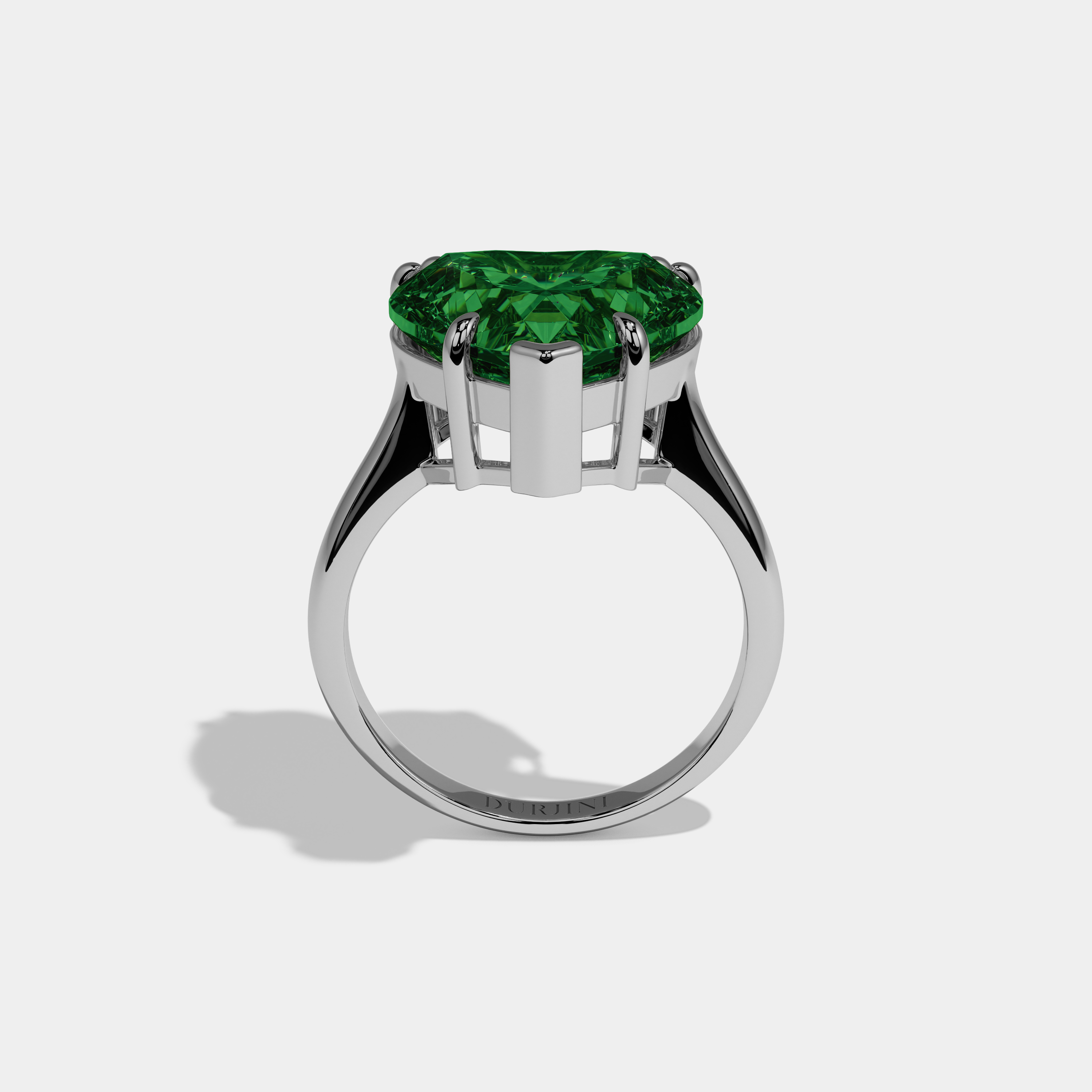 Eugenie Fancy Dark Green Heart Brilliant Cut Diamond Plain Band Engagement Ring 6ct 18K White Gold