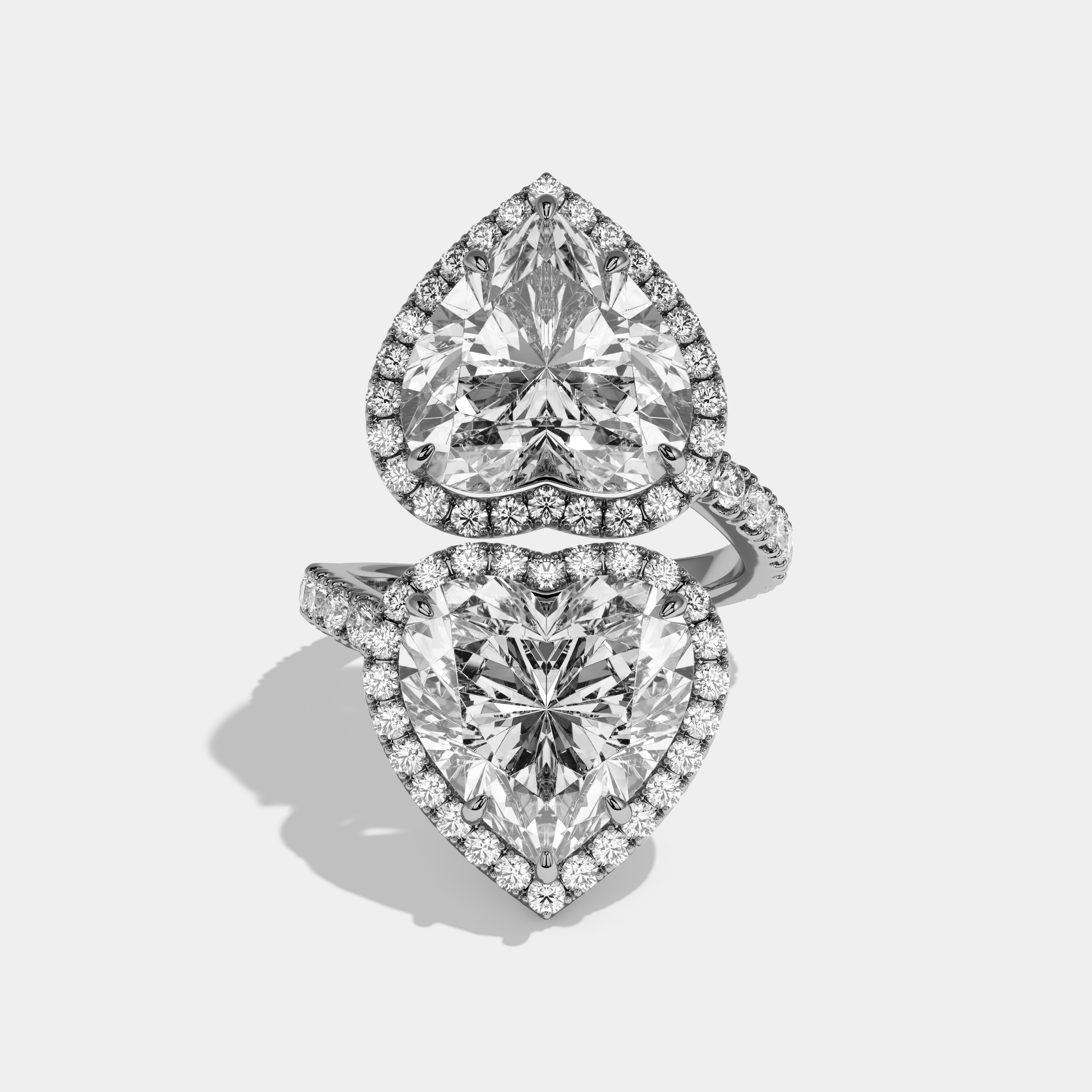 Addison Heart Twin Cut Diamond Halo Band Engagement Ring 10ct 18k White Gold