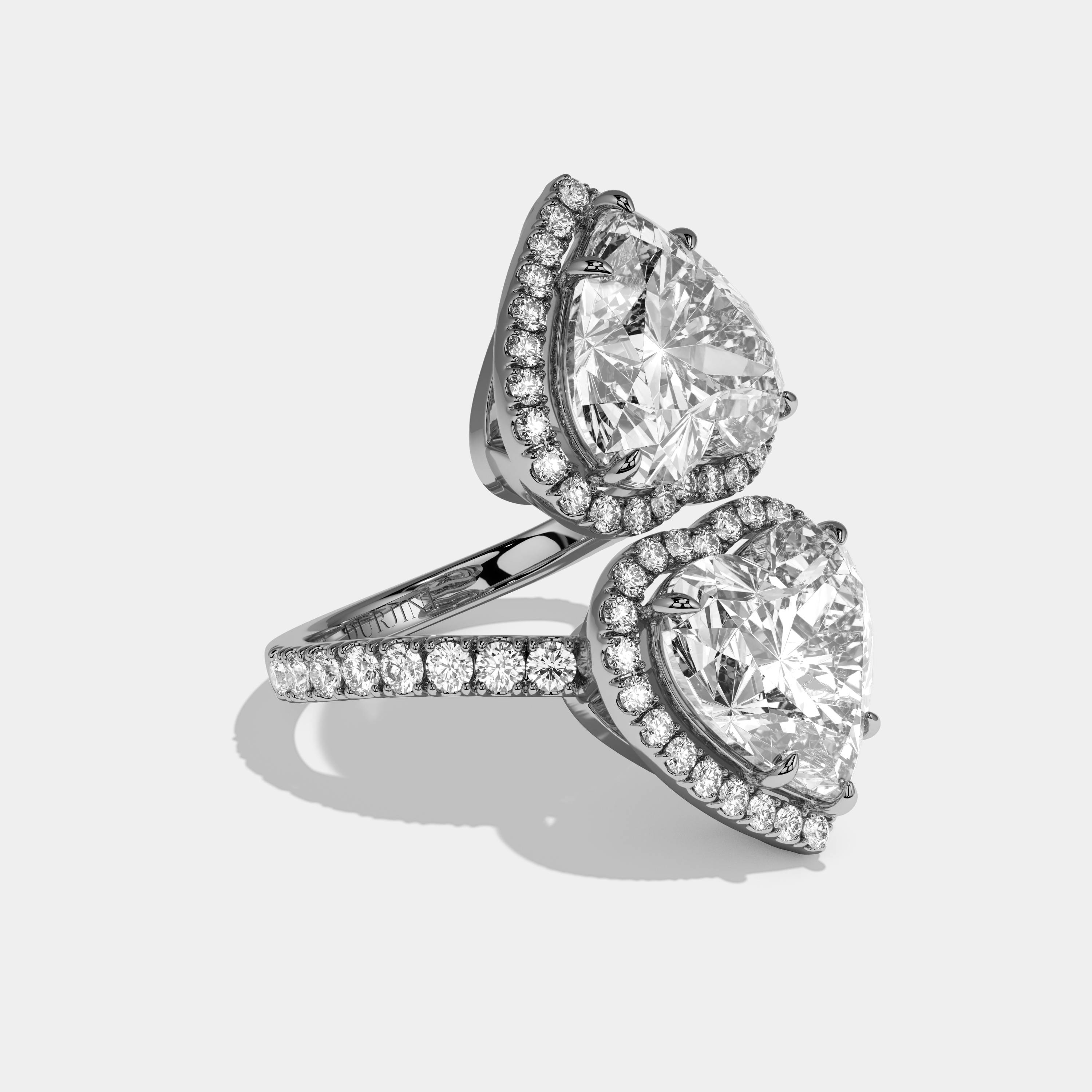 Addison Heart Twin Cut Diamond Halo Band Engagement Ring 10ct 18k White Gold