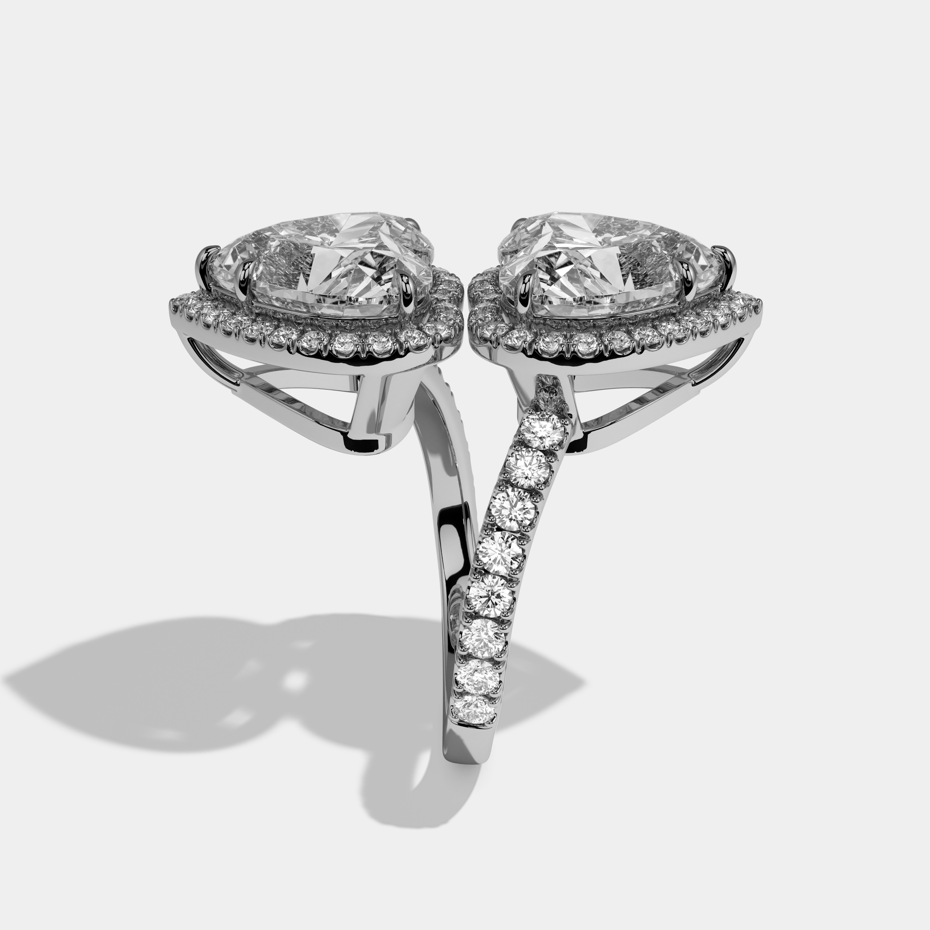 Addison Heart Twin Cut Diamond Halo Band Engagement Ring 10ct 18k White Gold