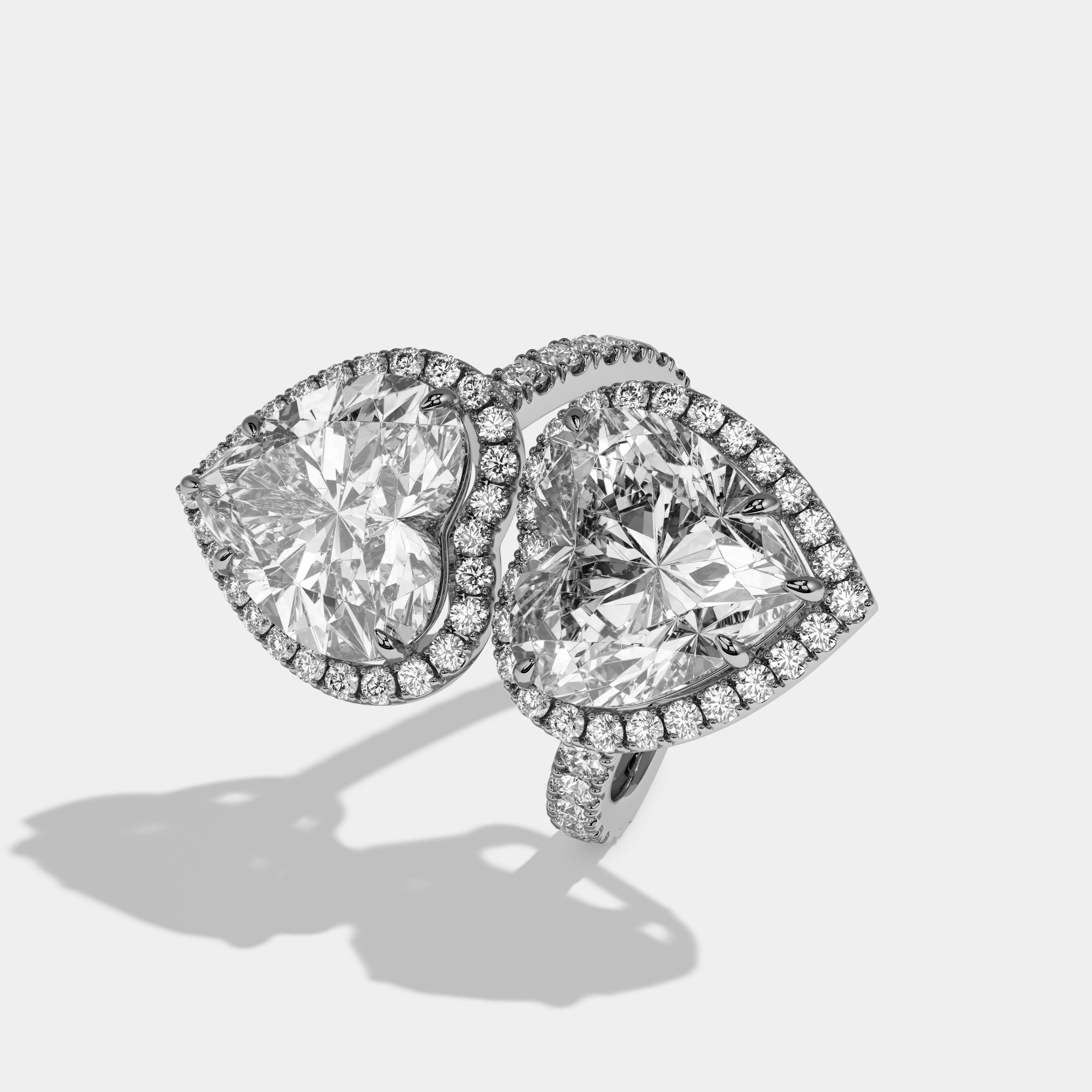 Addison Heart Twin Cut Diamond Halo Band Engagement Ring 10ct 18k White Gold