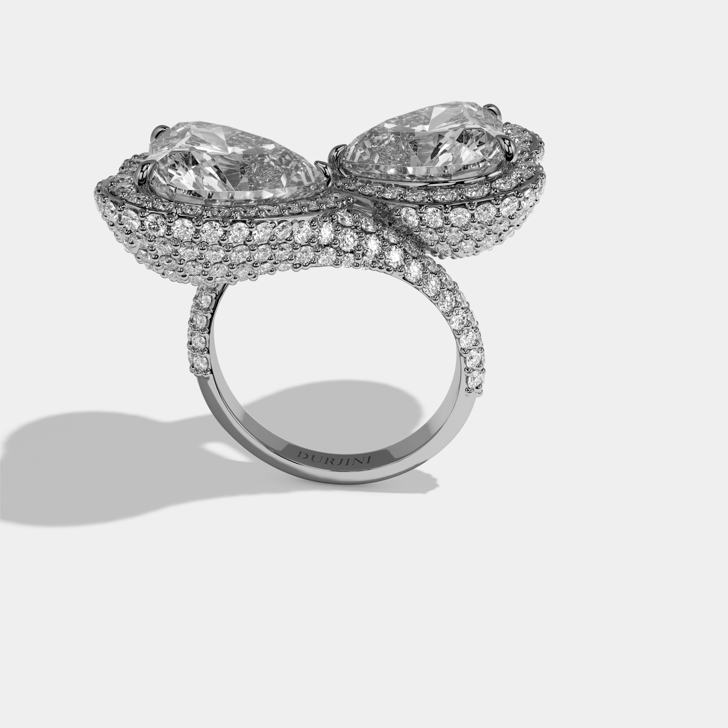 Layla Princess Cut Double Diamond Halo Band Engagement Ring 10ct 18K White Gold