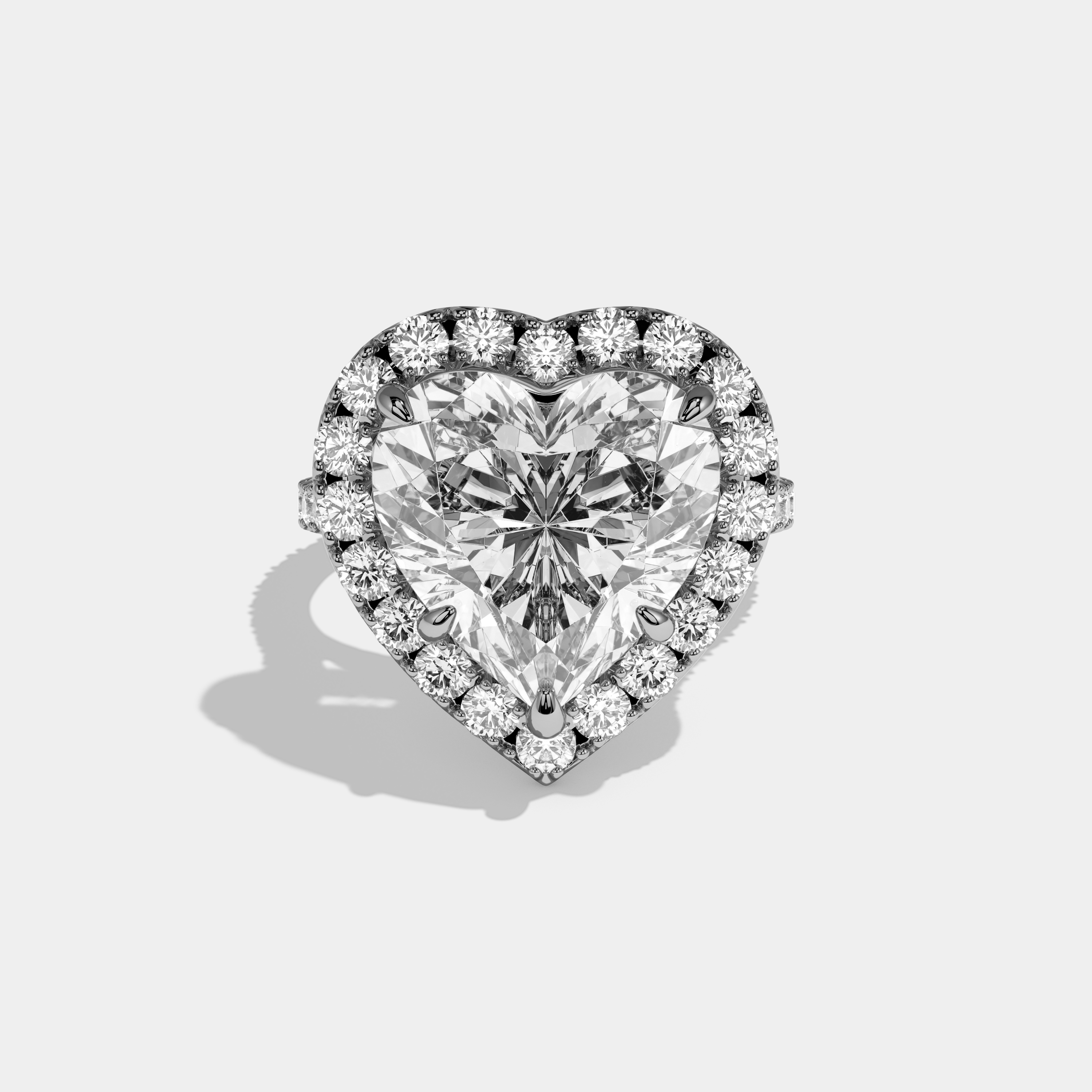 Nora Heart Cut Diamond Halo Diamond Band Engagement Ring 10ct 18k White Gold