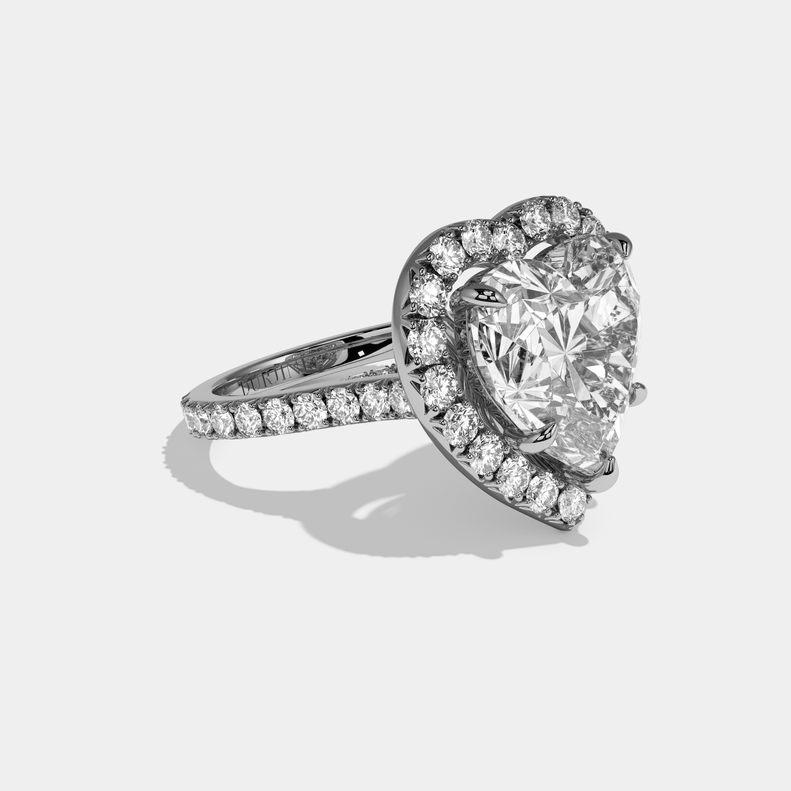 Nora Heart Cut Diamond Halo Diamond Band Engagement Ring 10ct 18k White Gold