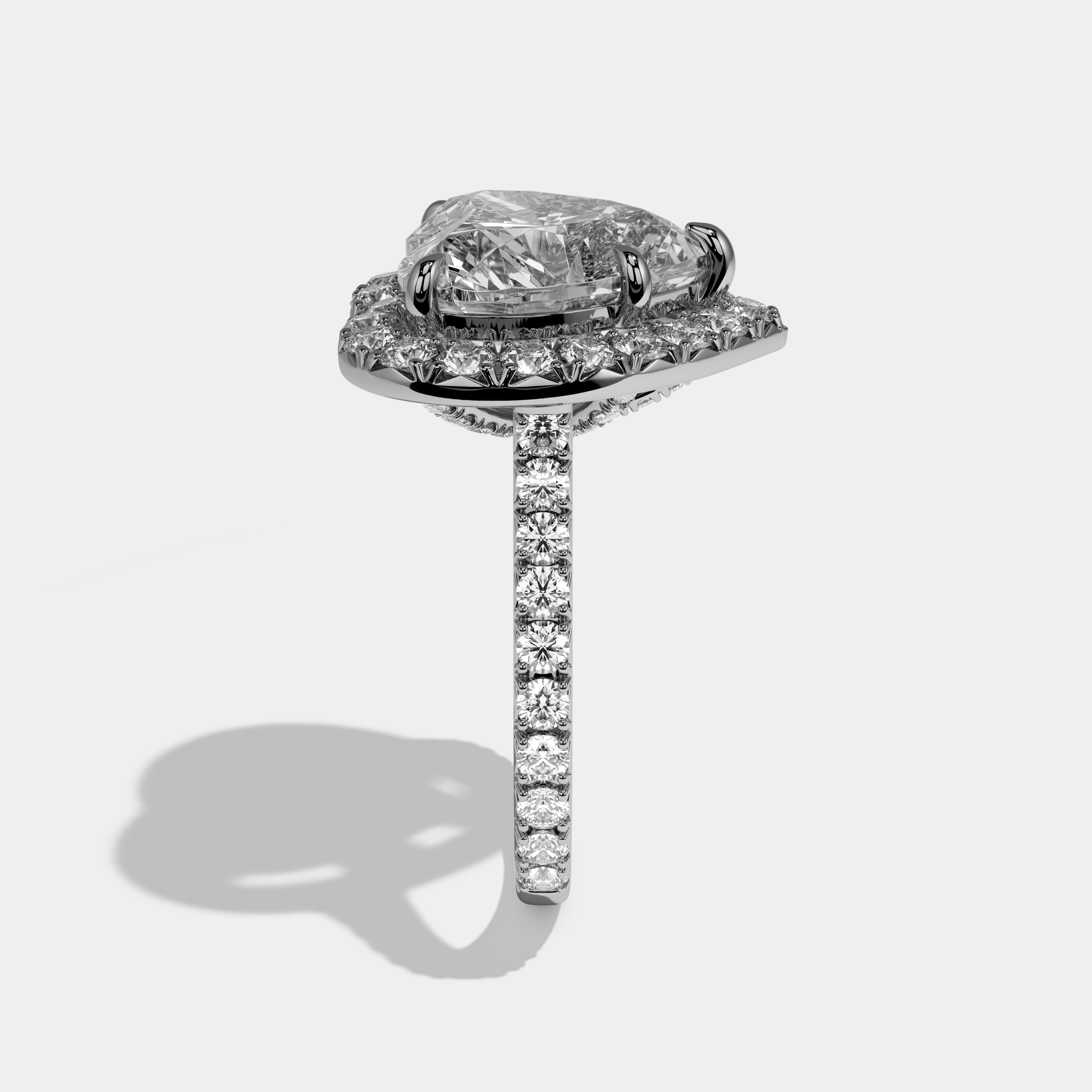 Nora Heart Cut Diamond Halo Diamond Band Engagement Ring 10ct 18k White Gold