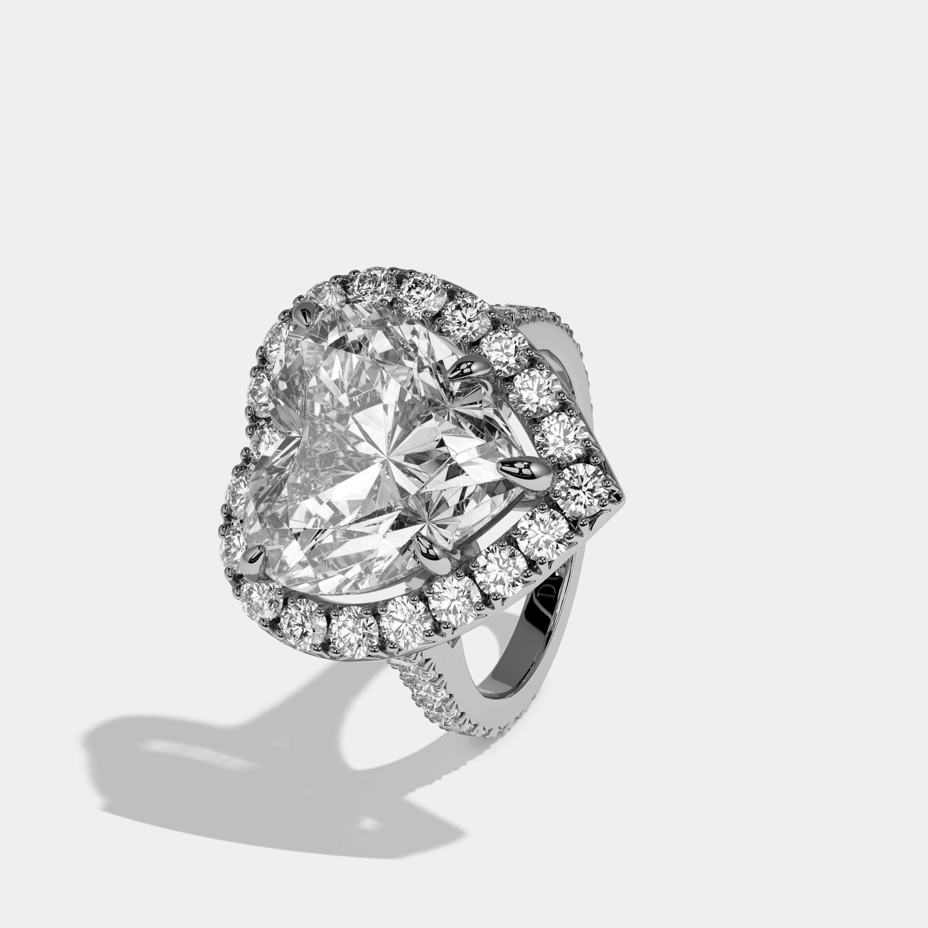 Nora Heart Cut Diamond Halo Diamond Band Engagement Ring 10ct 18k White Gold