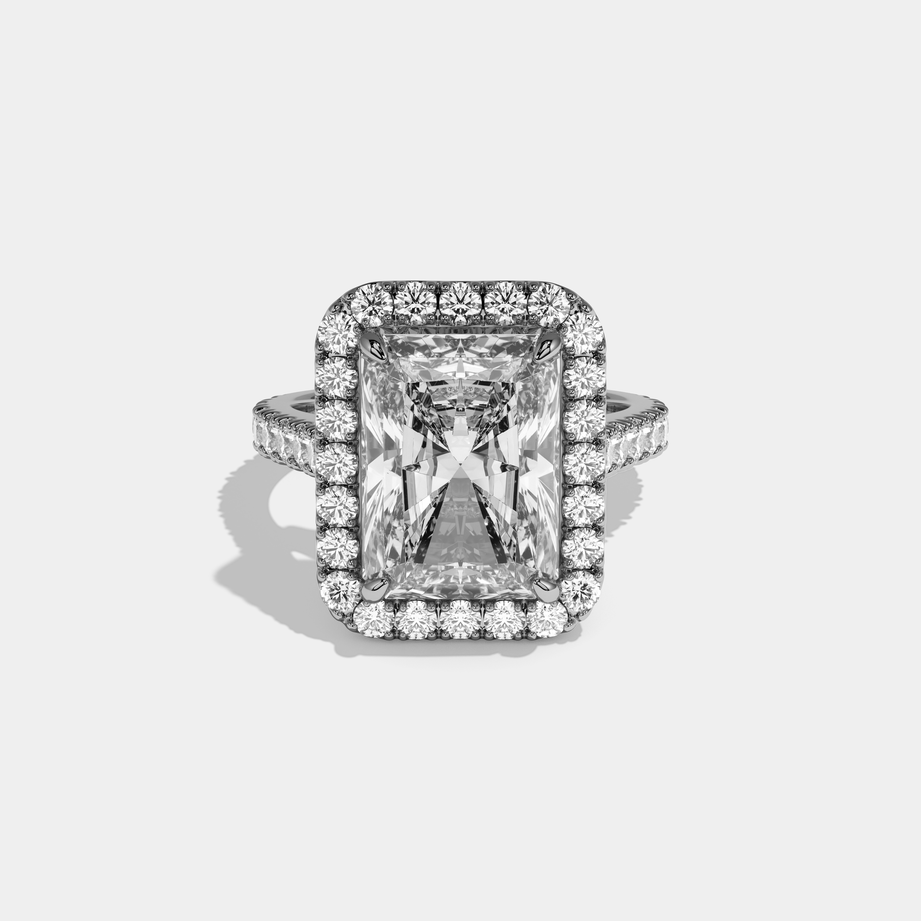 Hannah Radiant Brilliant Cut Diamond Halo Engagement Ring 10ct 18k White Gold