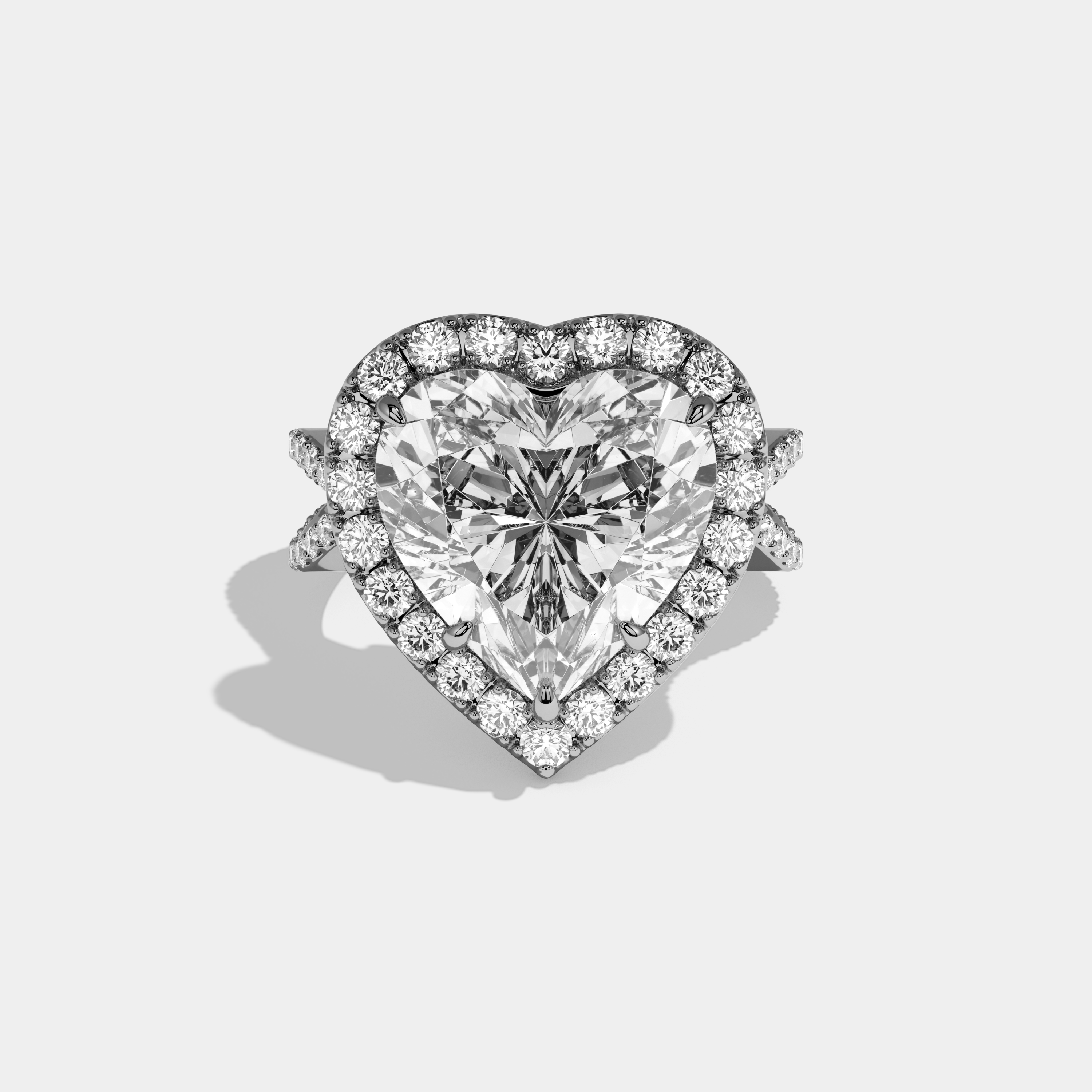 Aria Heart Cut Diamond Halo Diamond Band Engagement Ring 10ct 18K White Gold
