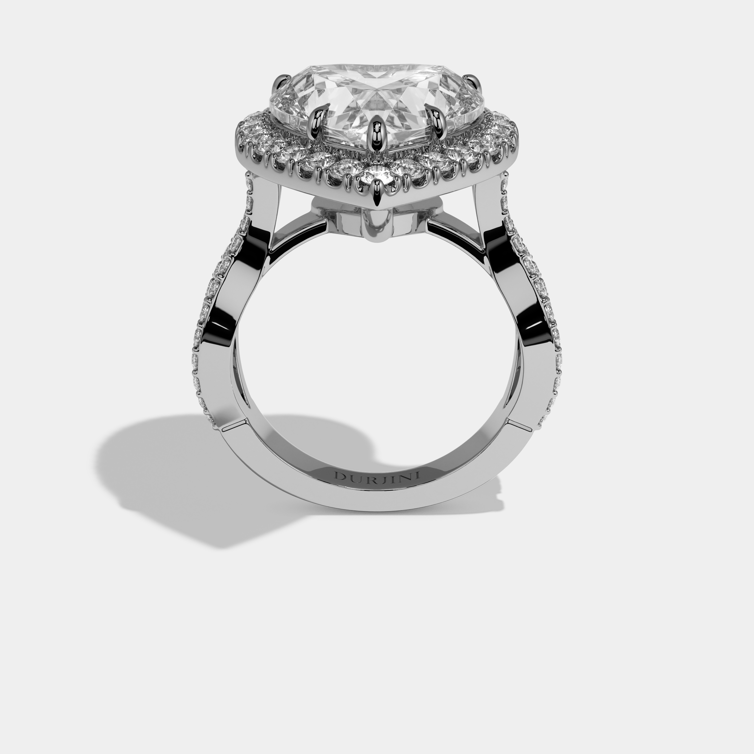 Aria Heart Cut Diamond Halo Diamond Band Engagement Ring 10ct 18K White Gold