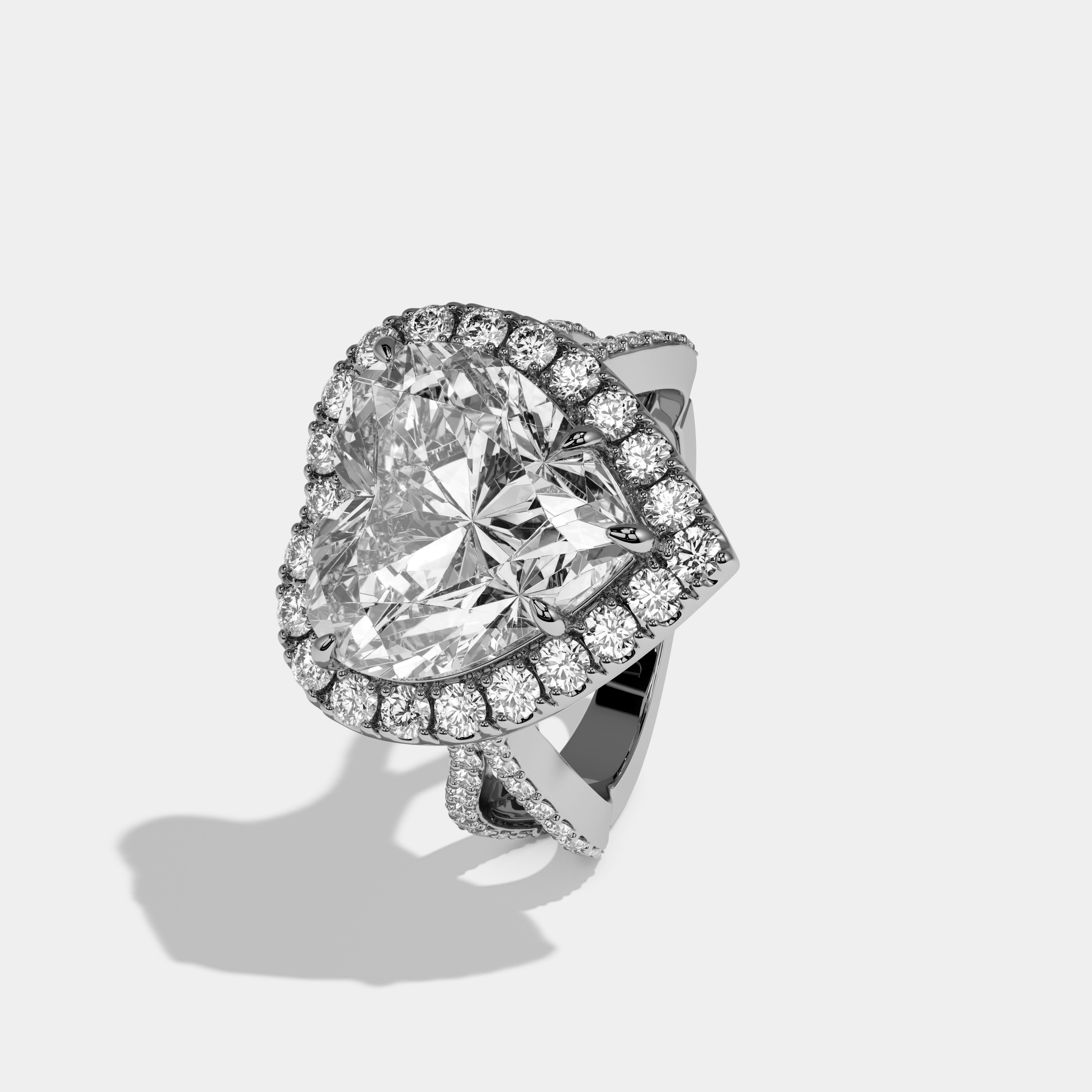 Aria Heart Cut Diamond Halo Diamond Band Engagement Ring 10ct 18K White Gold