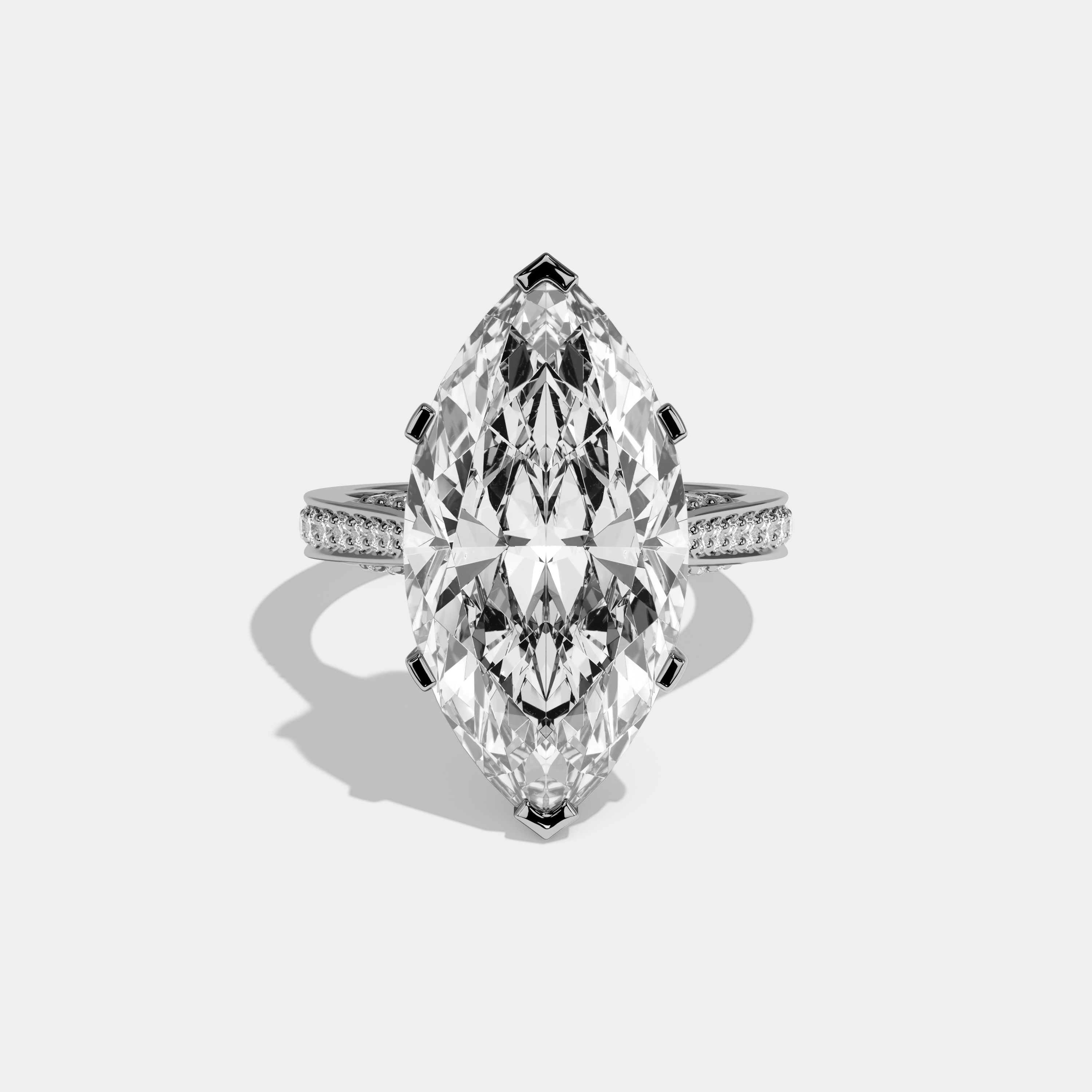 Victoria Marquise Cut Diamond Halo Diamond Band Engagement Ring 10ct 18k White Gold