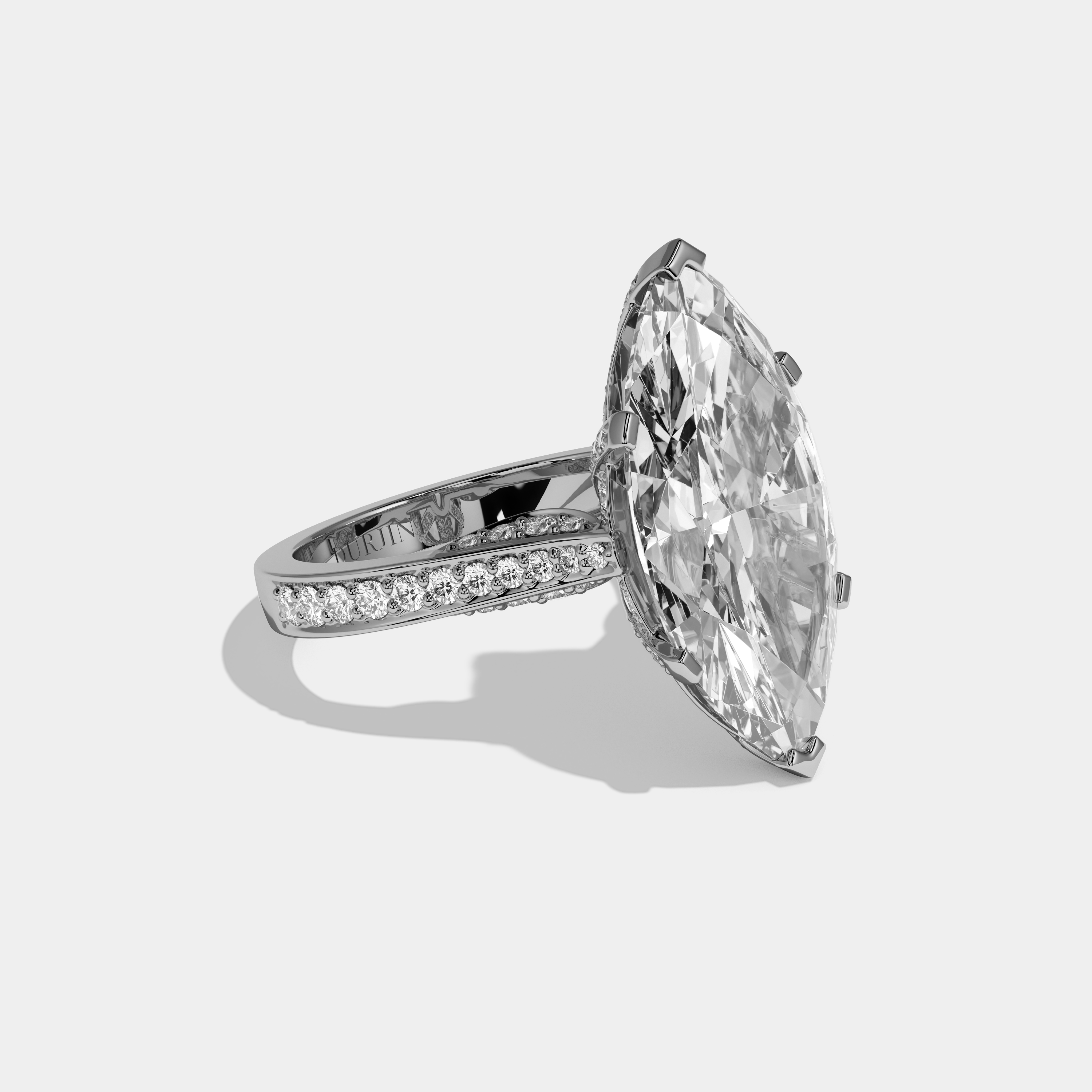 Victoria Marquise Cut Diamond Halo Diamond Band Engagement Ring 10ct 18k White Gold