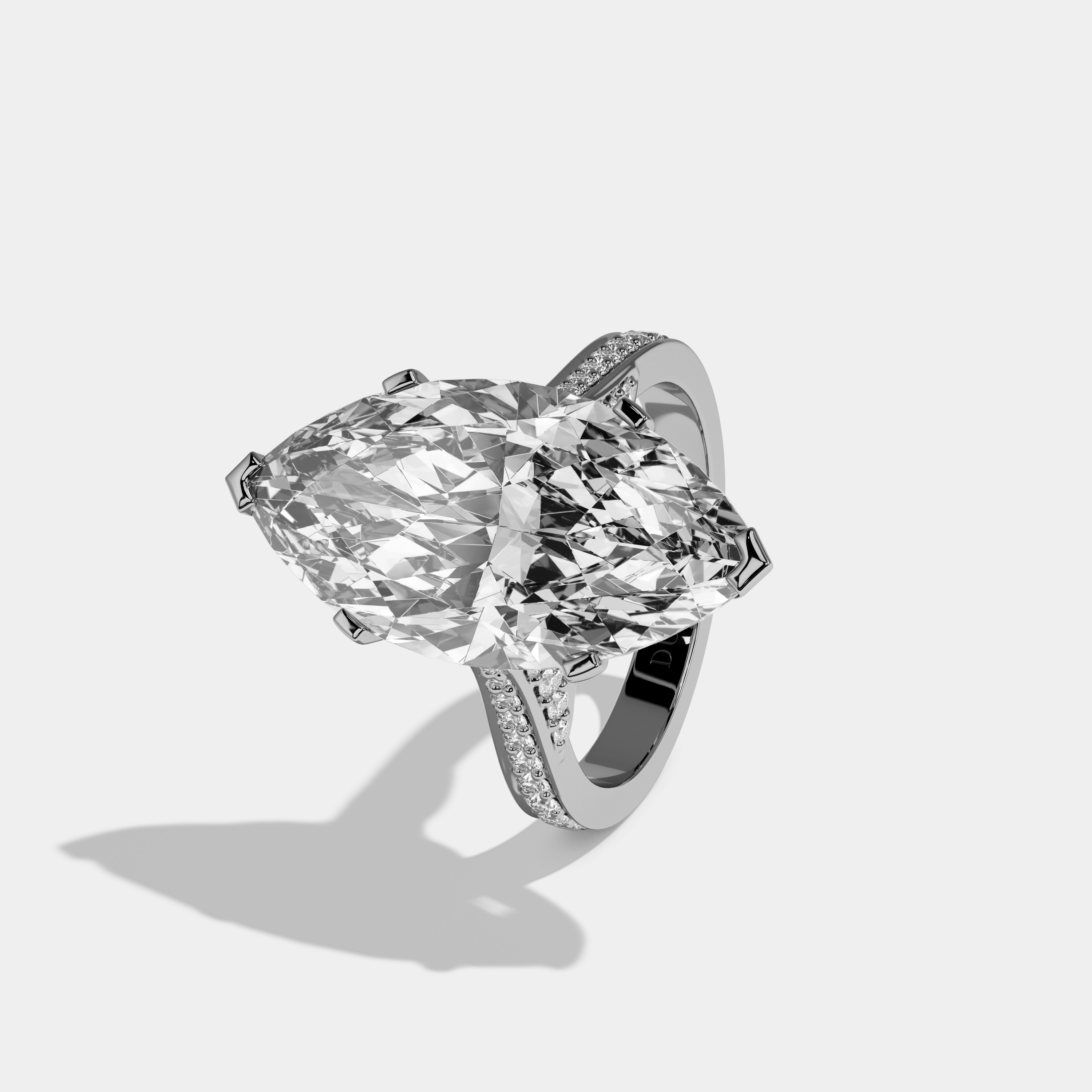 Victoria Marquise Cut Diamond Halo Diamond Band Engagement Ring 10ct 18k White Gold
