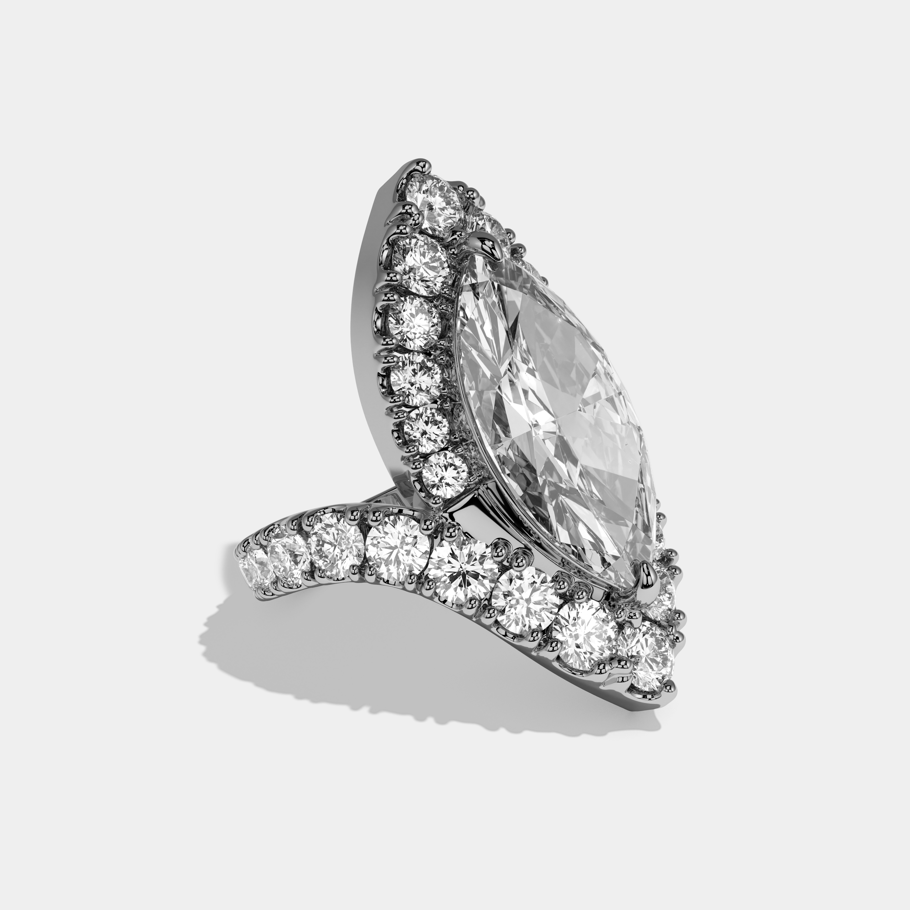Avery Marquise Twin Cut Diamond Halo Band Engagement Ring 10ct 18k White Gold