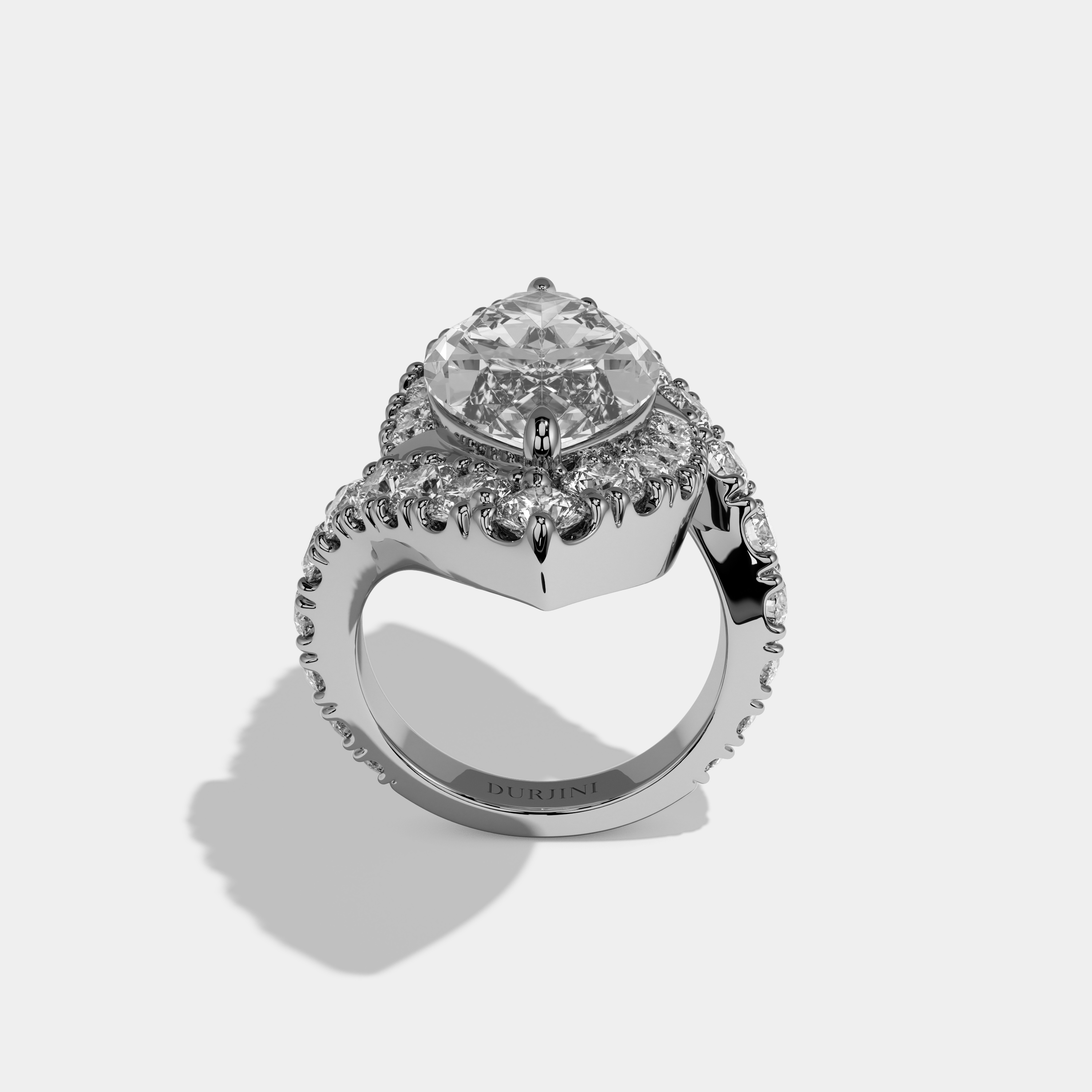 Avery Marquise Twin Cut Diamond Halo Band Engagement Ring 10ct 18k White Gold