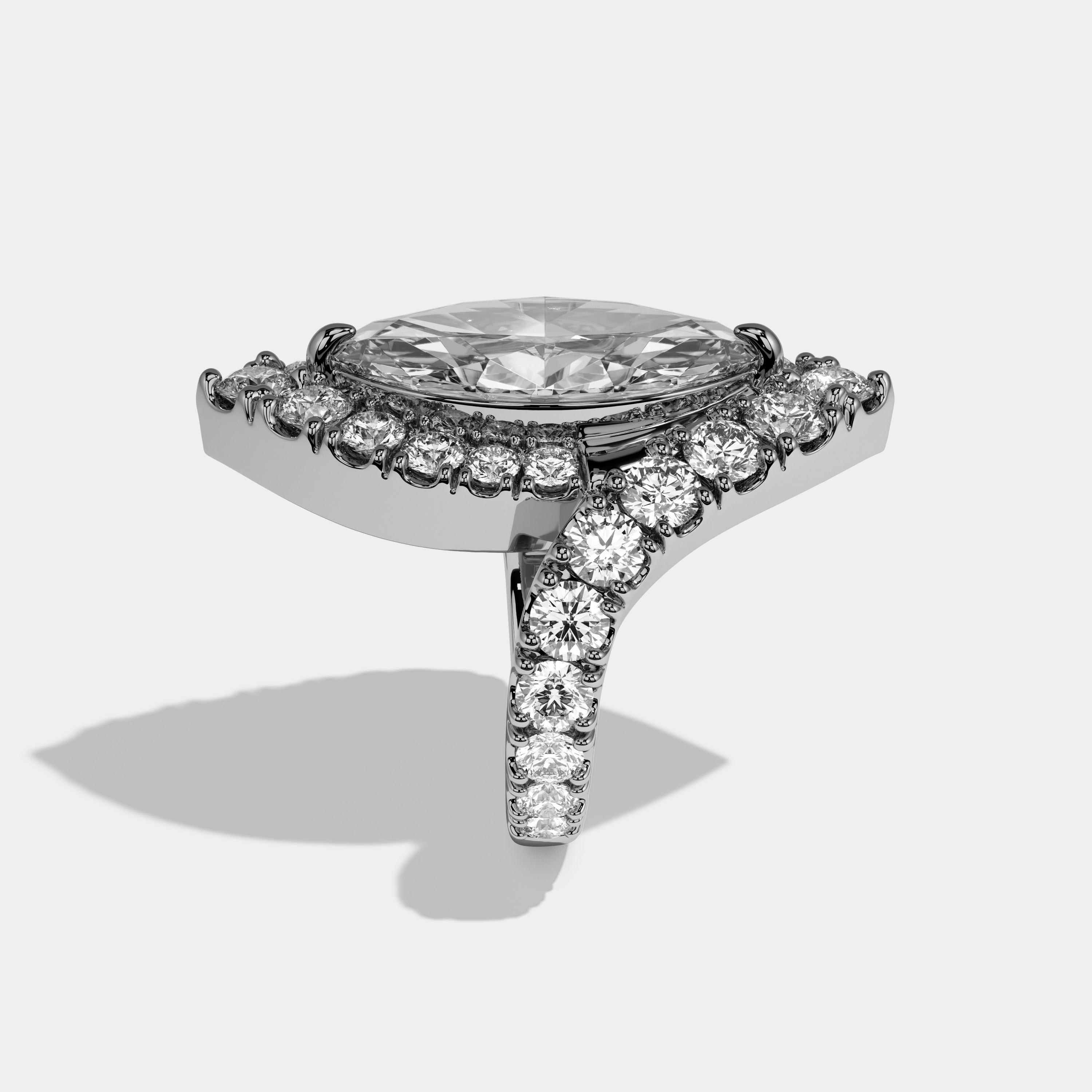 Avery Marquise Twin Cut Diamond Halo Band Engagement Ring 10ct 18k White Gold