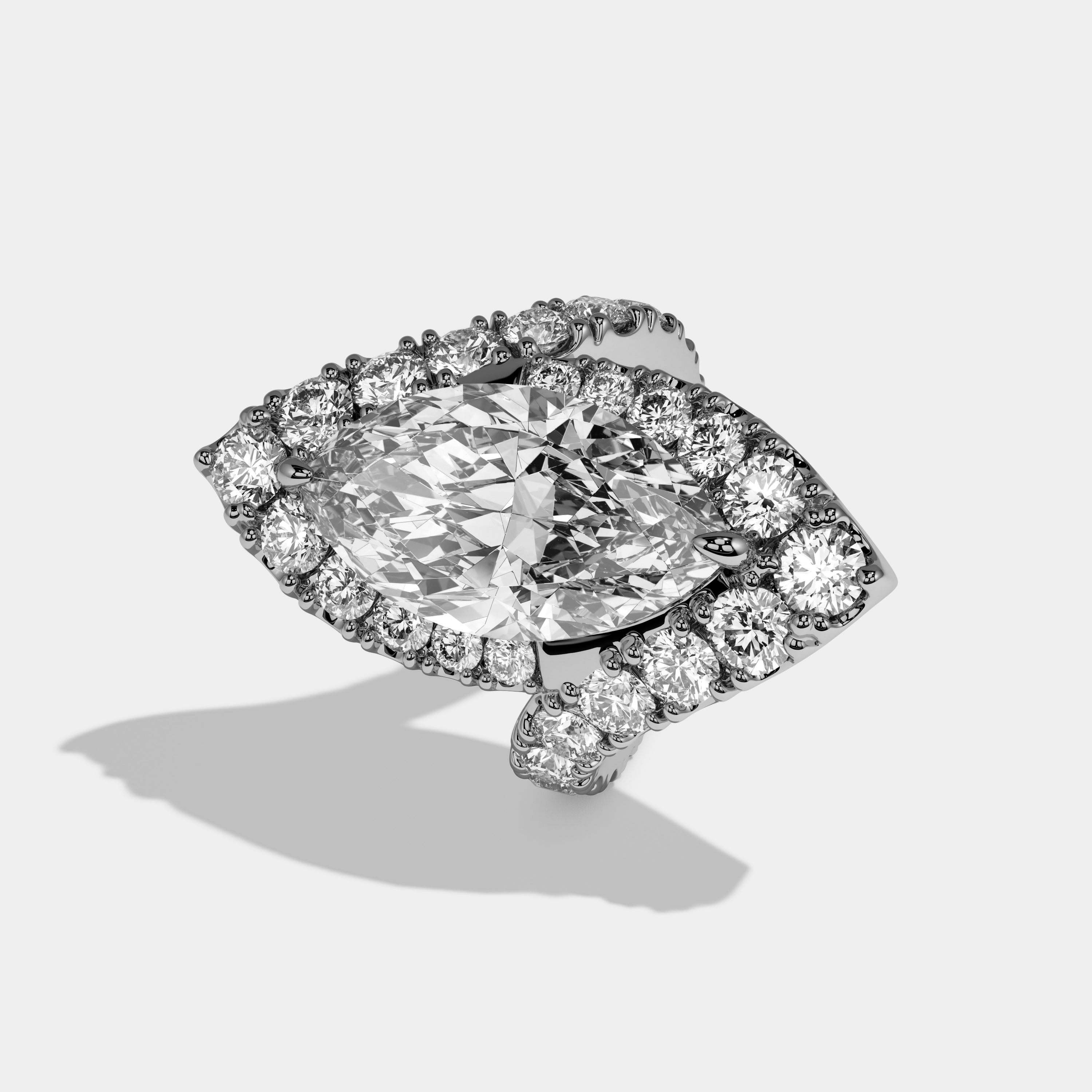 Avery Marquise Twin Cut Diamond Halo Band Engagement Ring 10ct 18k White Gold